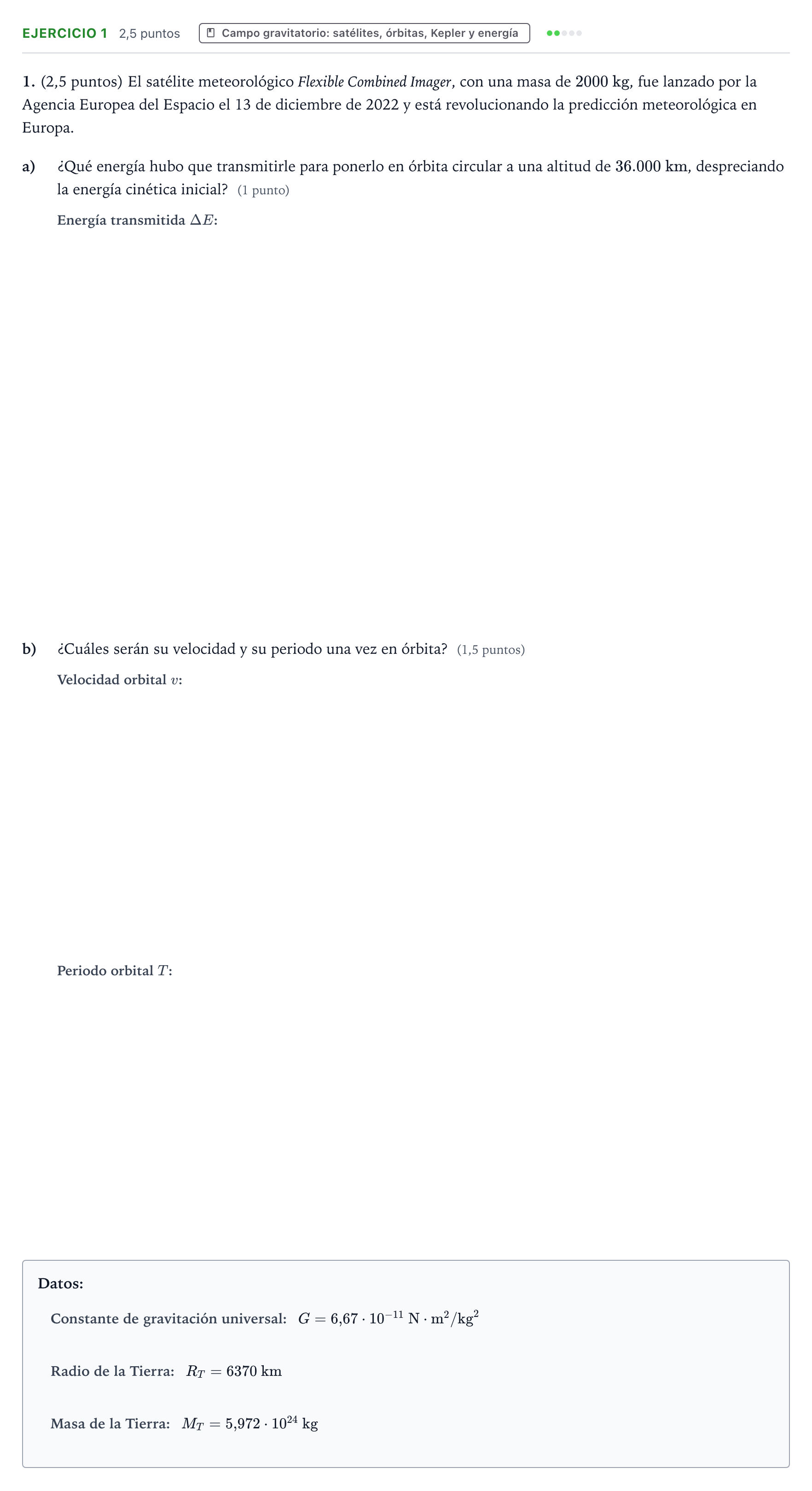 Enunciado: Problema 1 · Física PAU Aragón Extraordinaria 2024