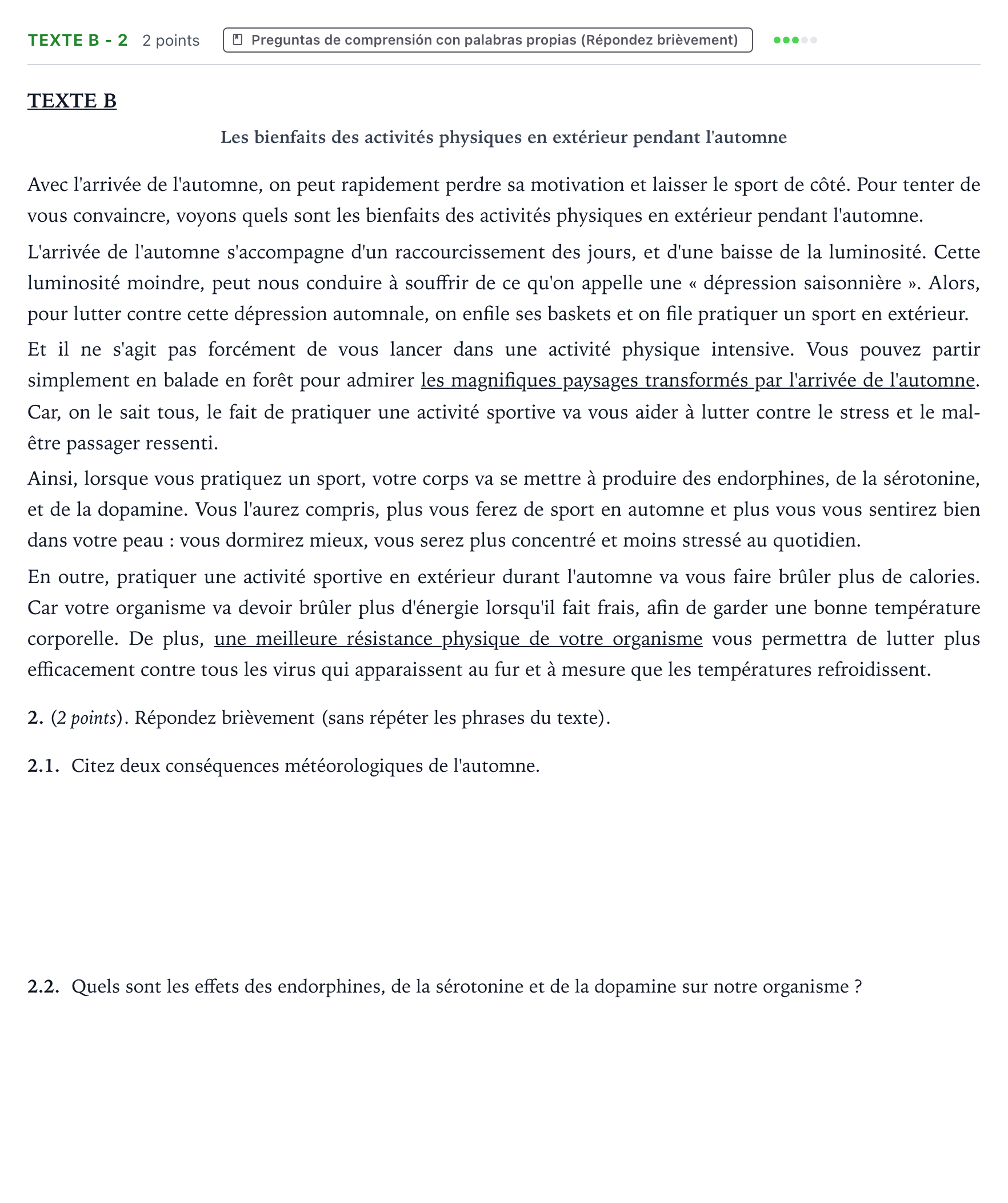 Enunciado: Ejercicio Texte B - 2 · Francés PAU Aragón Extraordinaria 2024