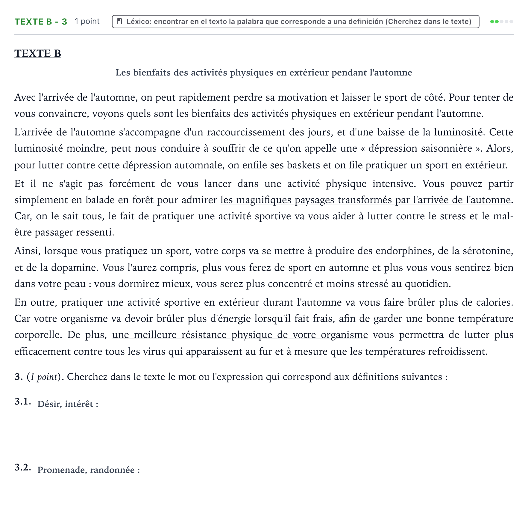 Enunciado: Ejercicio Texte B - 3 · Francés PAU Aragón Extraordinaria 2024