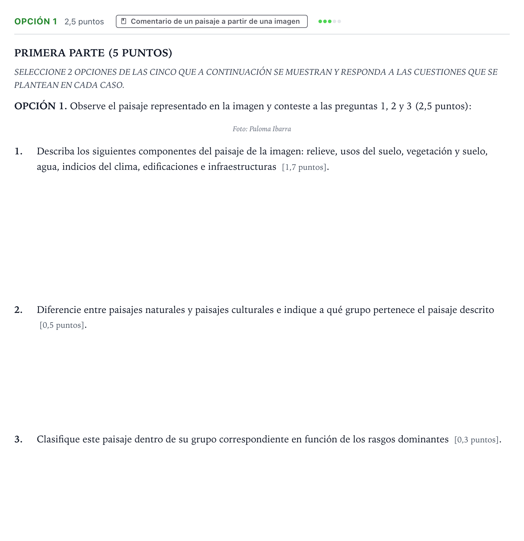 Enunciado: Opción 1 · Geografía PAU Aragón Extraordinaria 2024