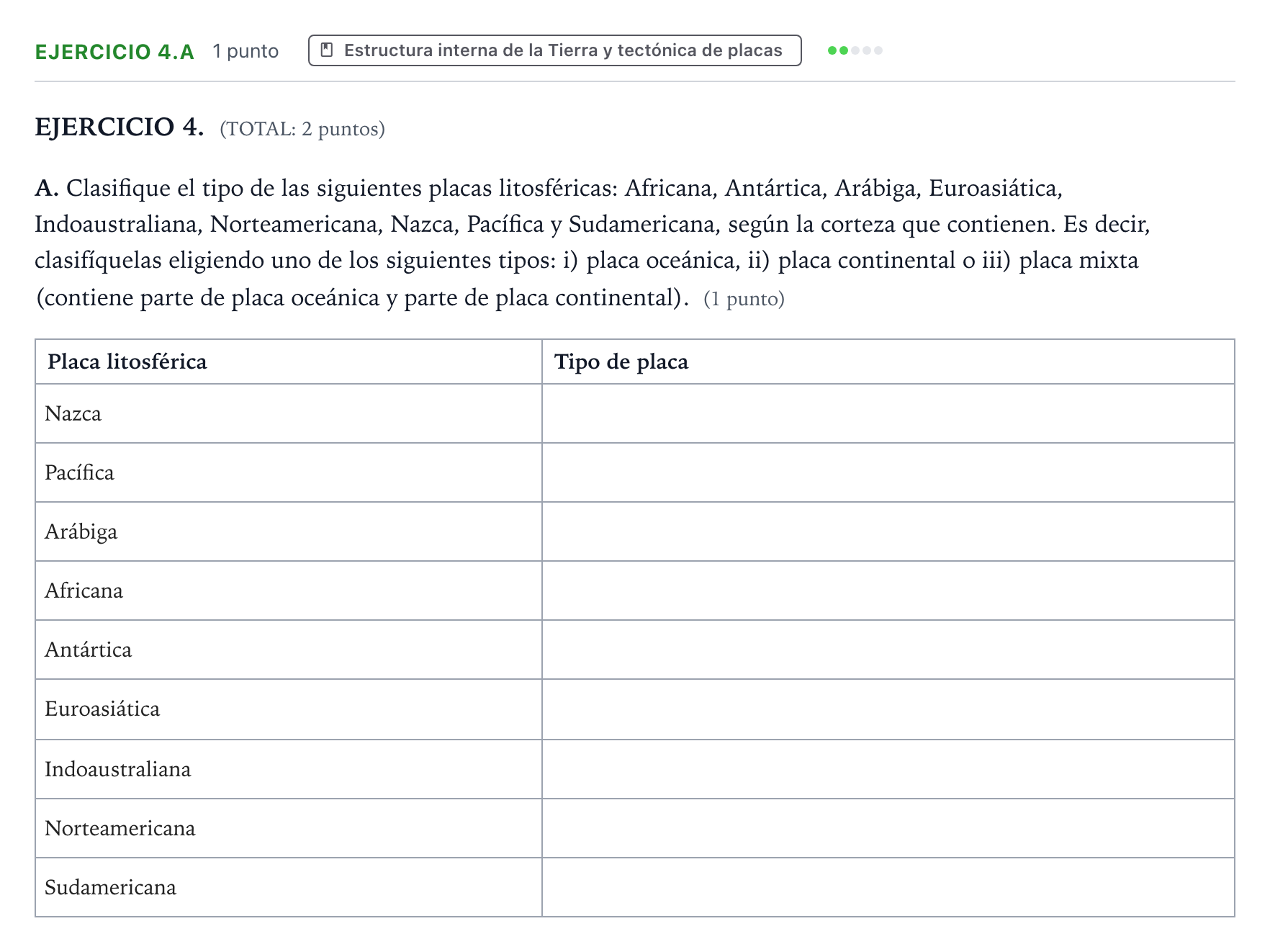 Enunciado: Ejercicio 4.A · Geología y Ciencias Ambientales PAU Aragón Extraordinaria 2024
