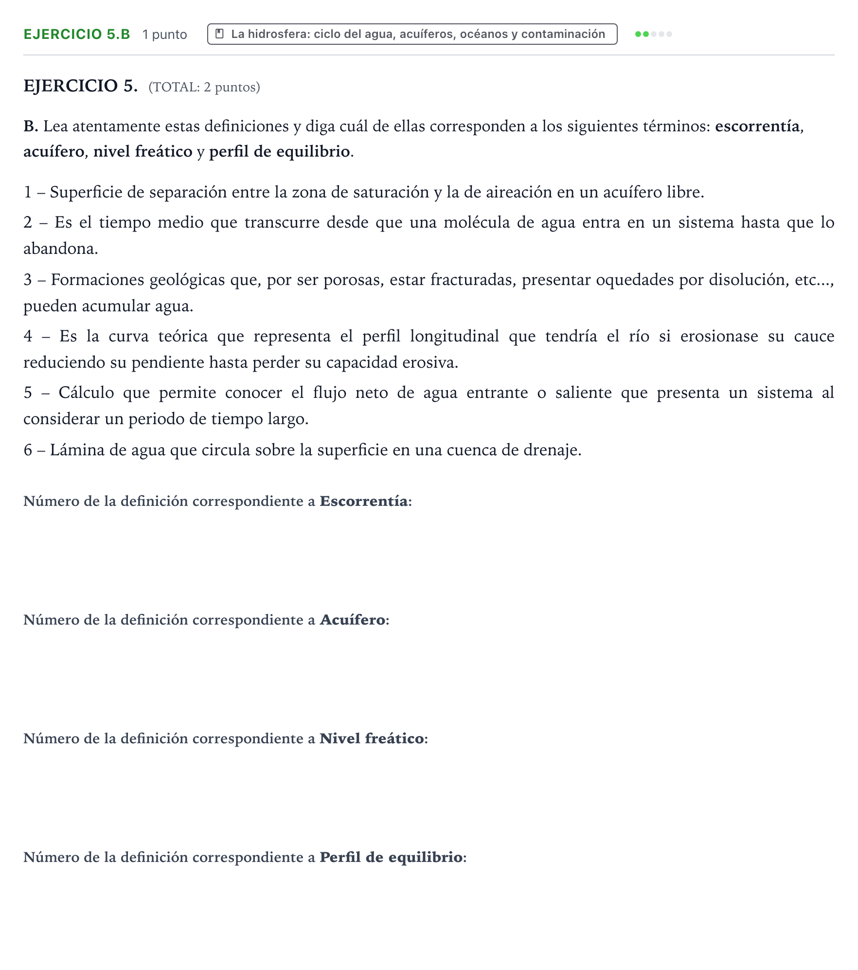 Enunciado: Ejercicio 5.B · Geología y Ciencias Ambientales PAU Aragón Extraordinaria 2024