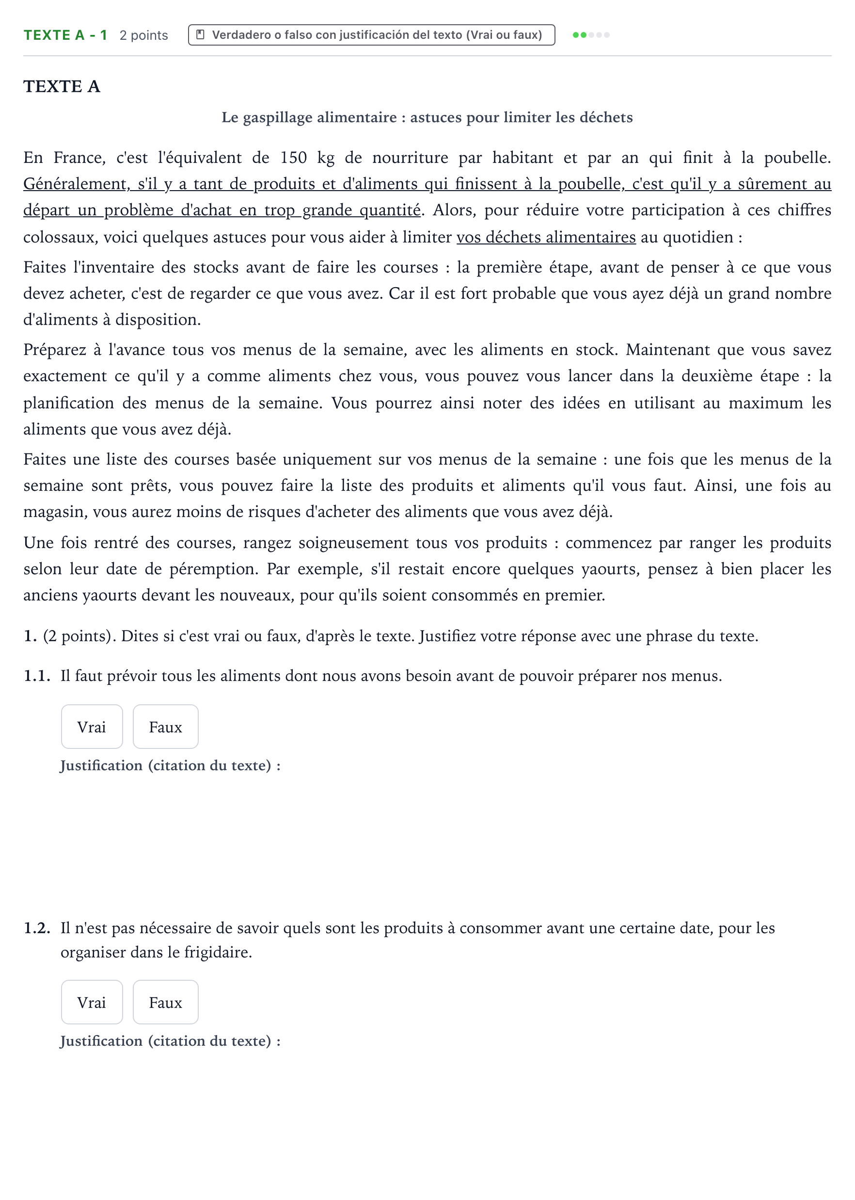 Enunciado: Ejercicio Texte A - 1 · Francés PAU Aragón Ordinaria 2024
