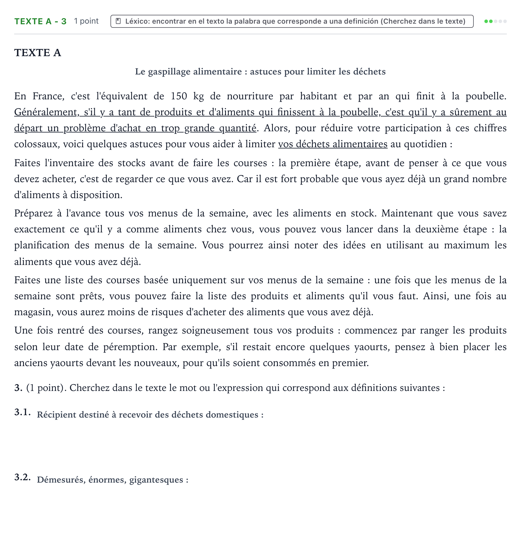 Enunciado: Ejercicio Texte A - 3 · Francés PAU Aragón Ordinaria 2024
