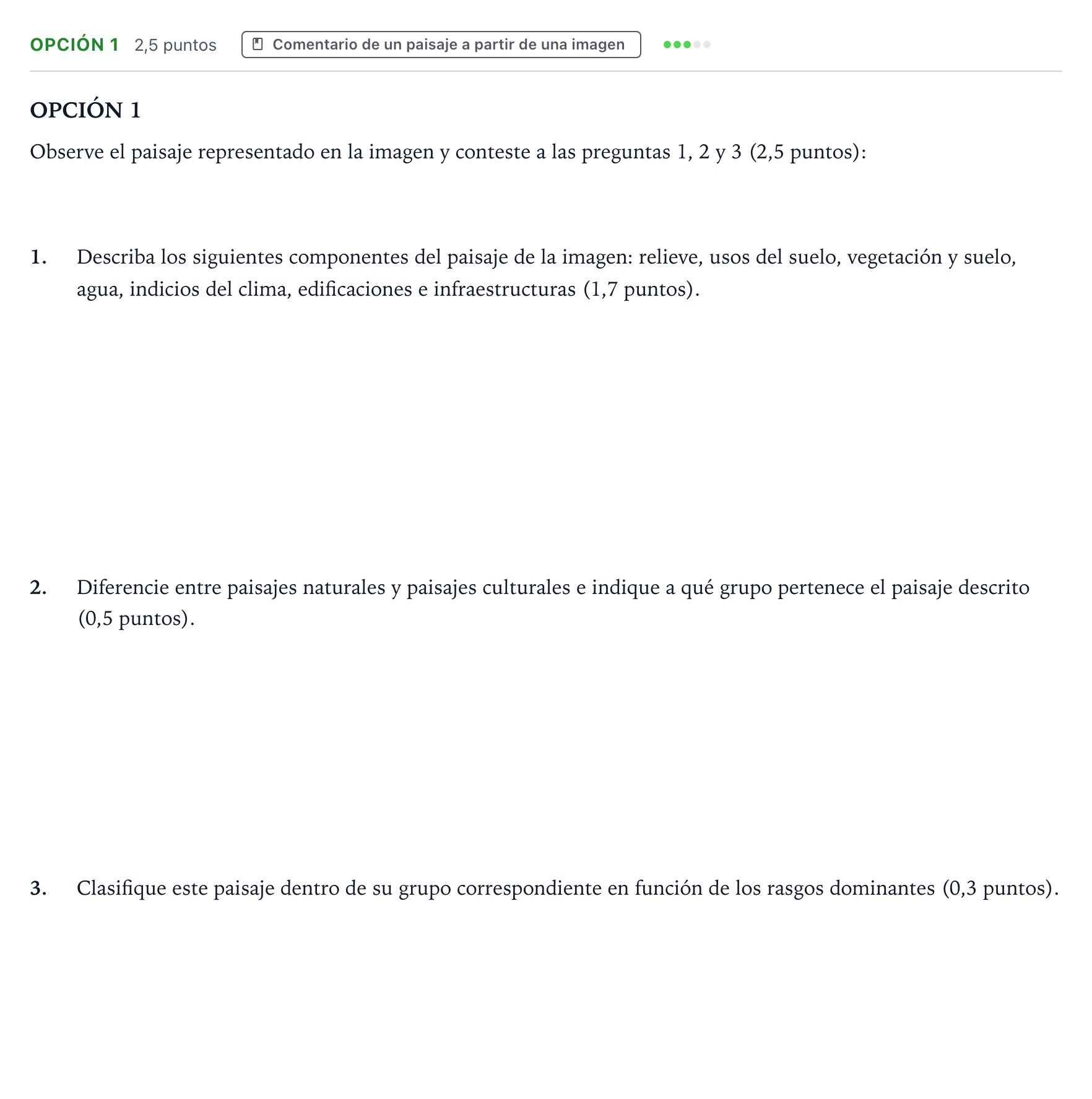 Enunciado: Opción 1 · Geografía PAU Aragón Ordinaria 2024