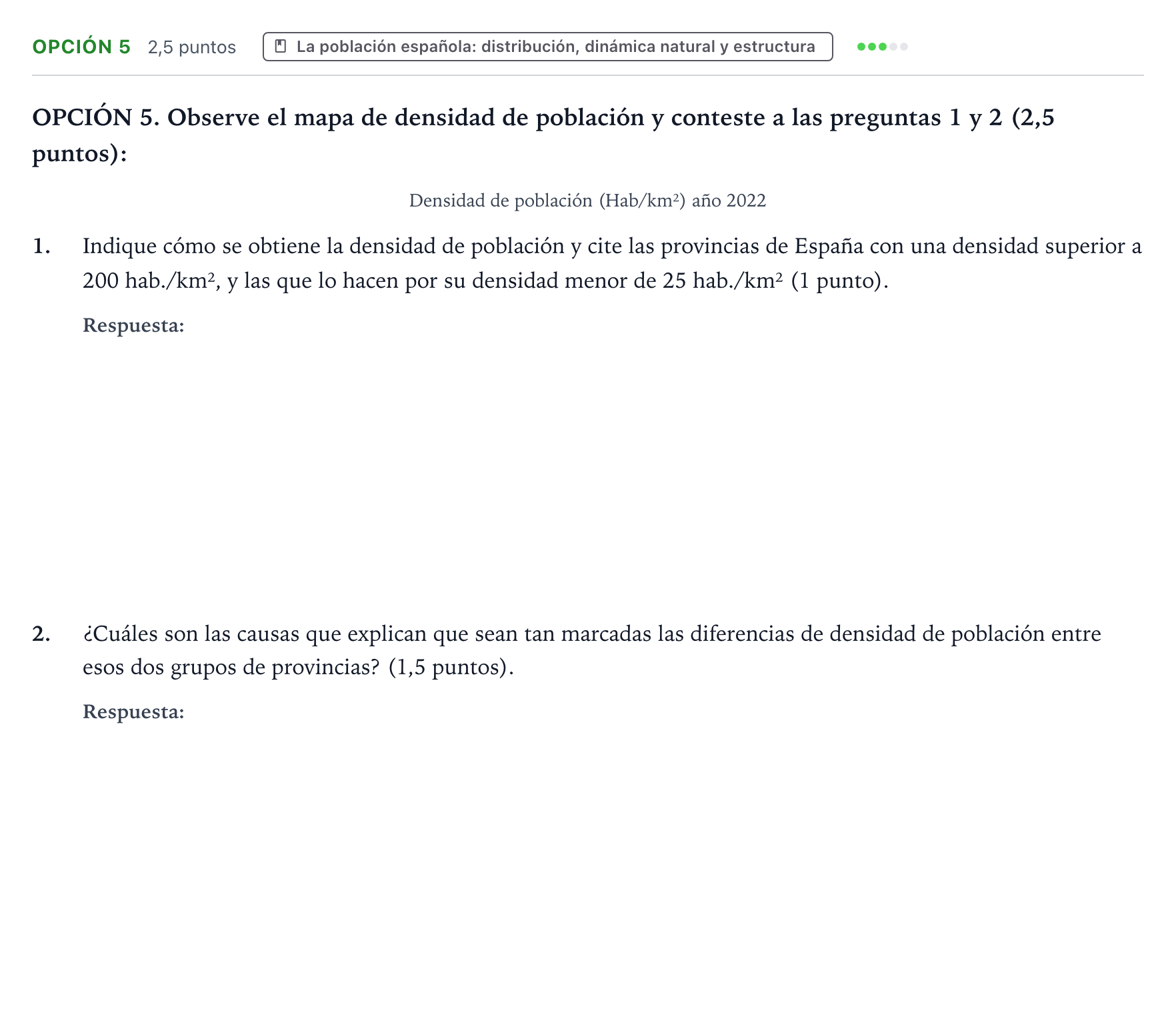Enunciado: Opción 5 · Geografía PAU Aragón Ordinaria 2024