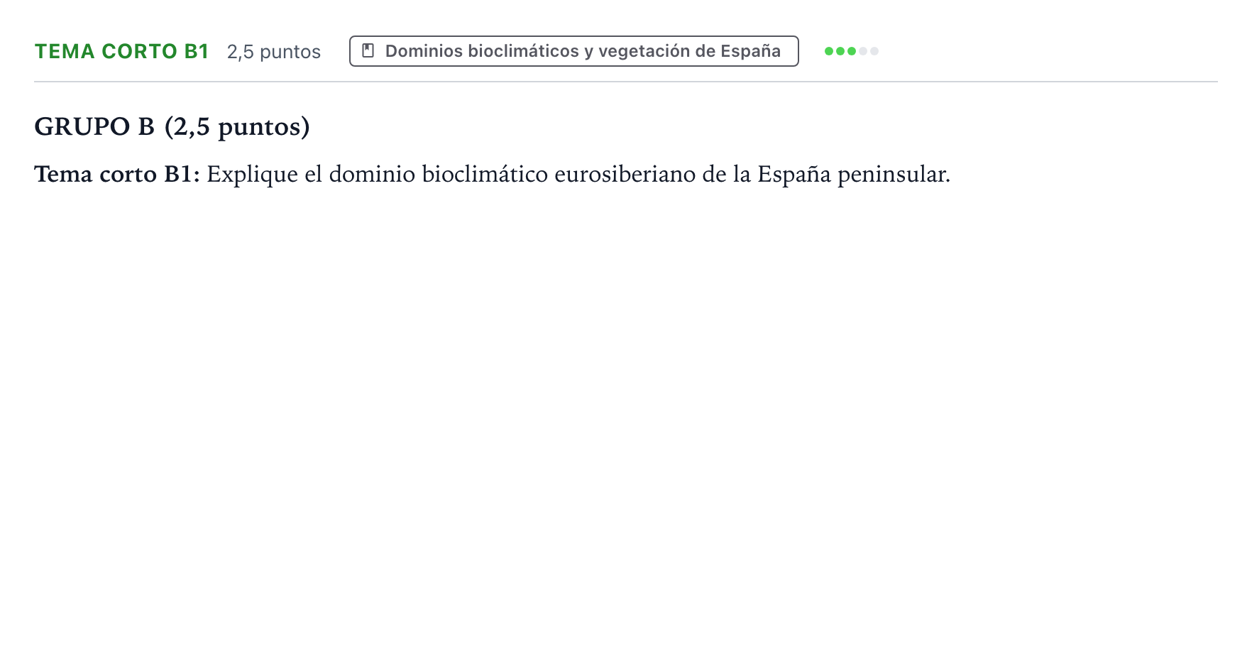 Enunciado: Ejercicio Tema corto B1 · Geografía PAU Aragón Ordinaria 2024