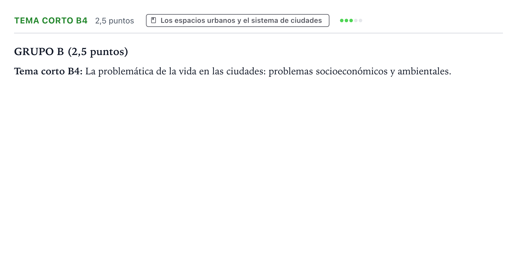 Enunciado: Ejercicio Tema corto B4 · Geografía PAU Aragón Ordinaria 2024