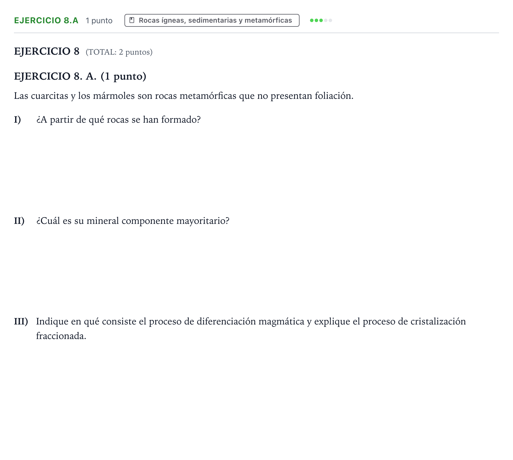 Enunciado: Ejercicio 8.A - Rocas · Geología y Ciencias Ambientales PAU Aragón Ordinaria 2024