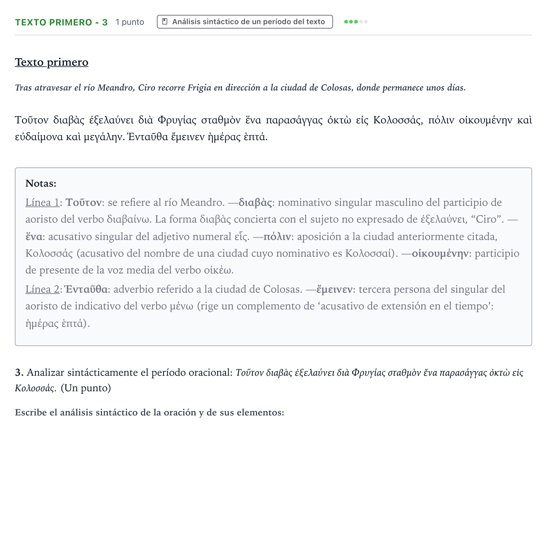 Enunciado: Ejercicio Texto primero - 3 · Griego II PAU Aragón Extraordinaria 2024