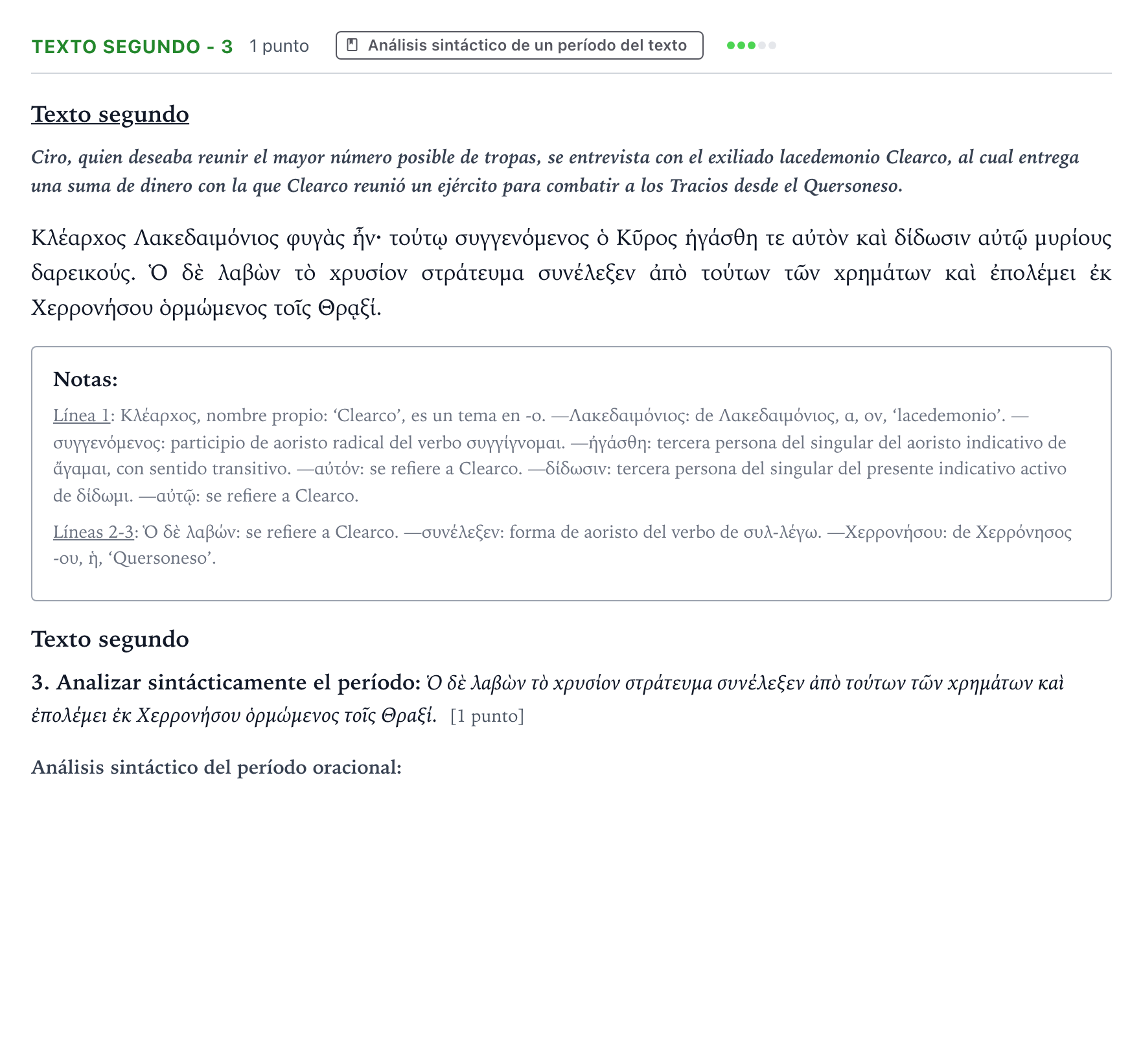 Enunciado: Ejercicio Texto segundo - 3 · Griego II PAU Aragón Extraordinaria 2024