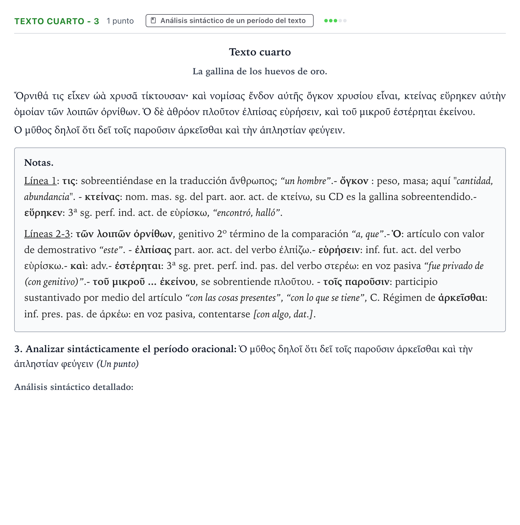 Enunciado: Ejercicio Texto cuarto - 3 · Griego II PAU Aragón Extraordinaria 2024