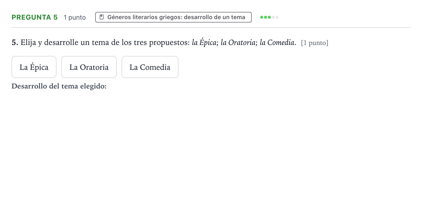 Enunciado: Pregunta 5 · Griego II PAU Aragón Ordinaria 2024