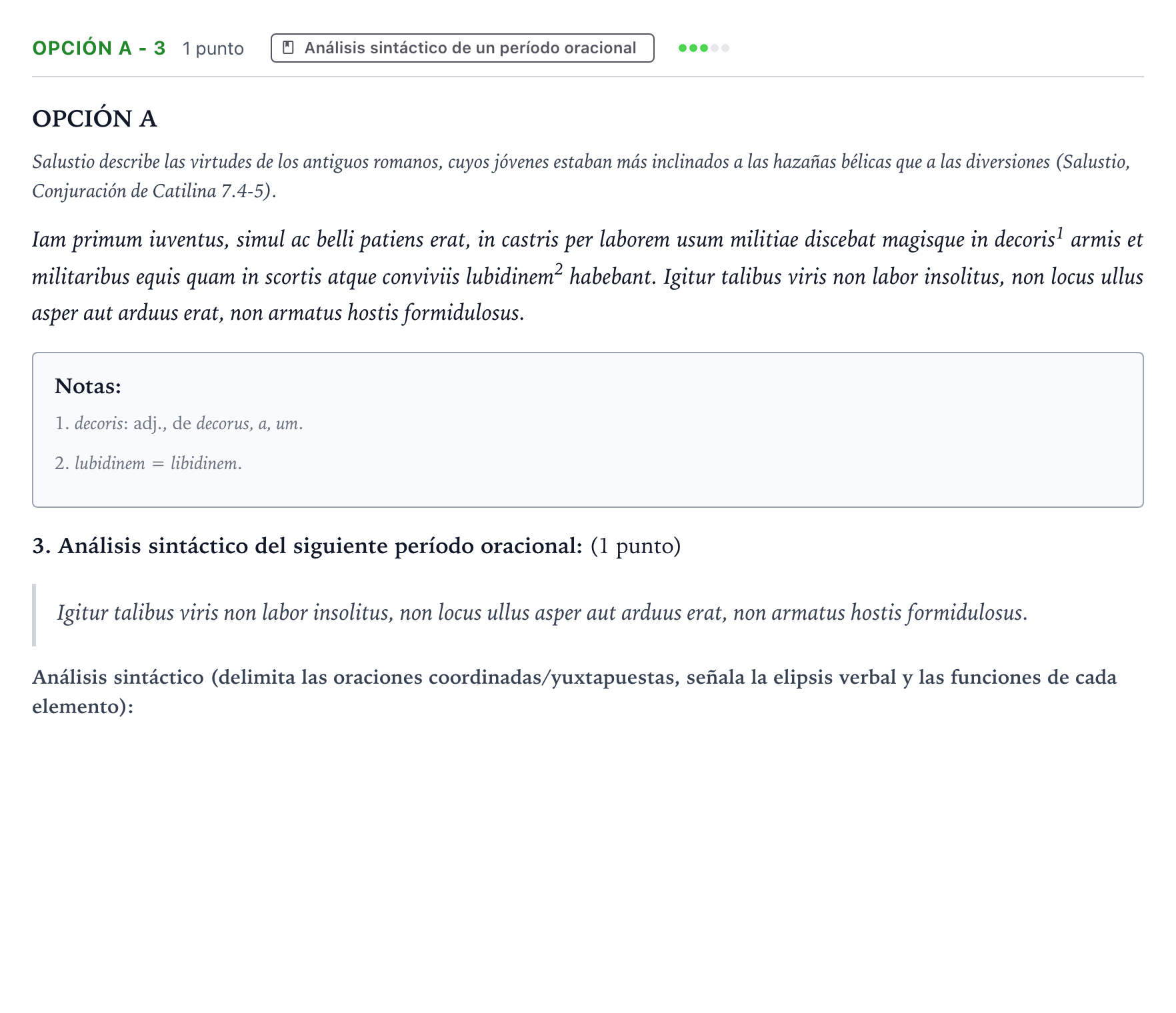 Enunciado: Opción A - 3 · Latín II PAU Aragón Extraordinaria 2024