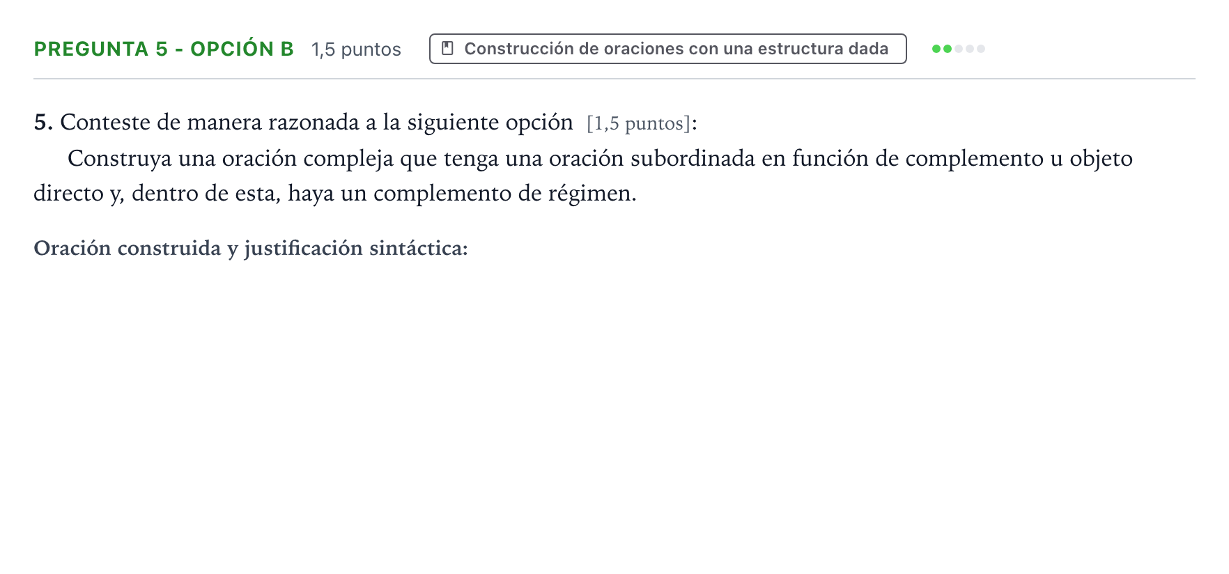 Enunciado: Pregunta 5 - Opción b · Lengua Castellana y Literatura II PAU Aragón Ordinaria 2024
