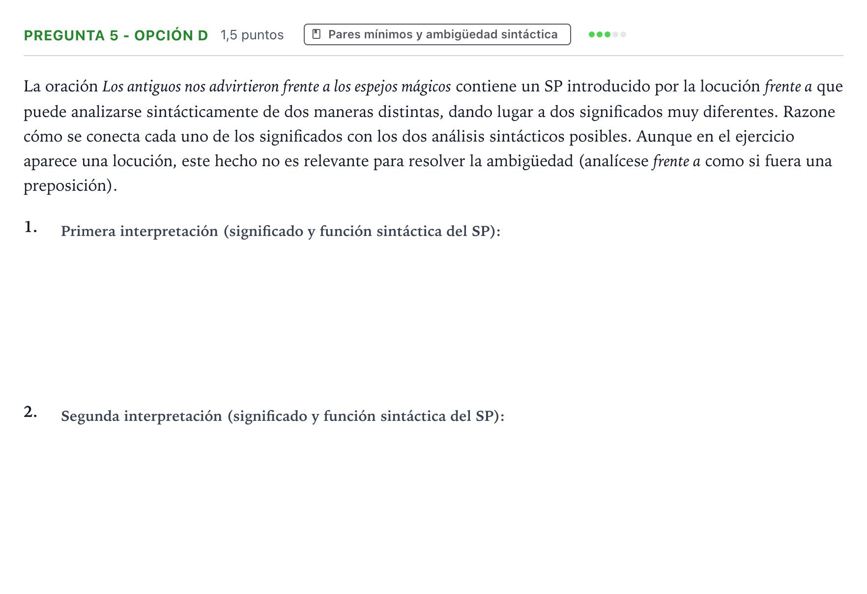 Enunciado: Pregunta 5 - Opción d · Lengua Castellana y Literatura II PAU Aragón Ordinaria 2024