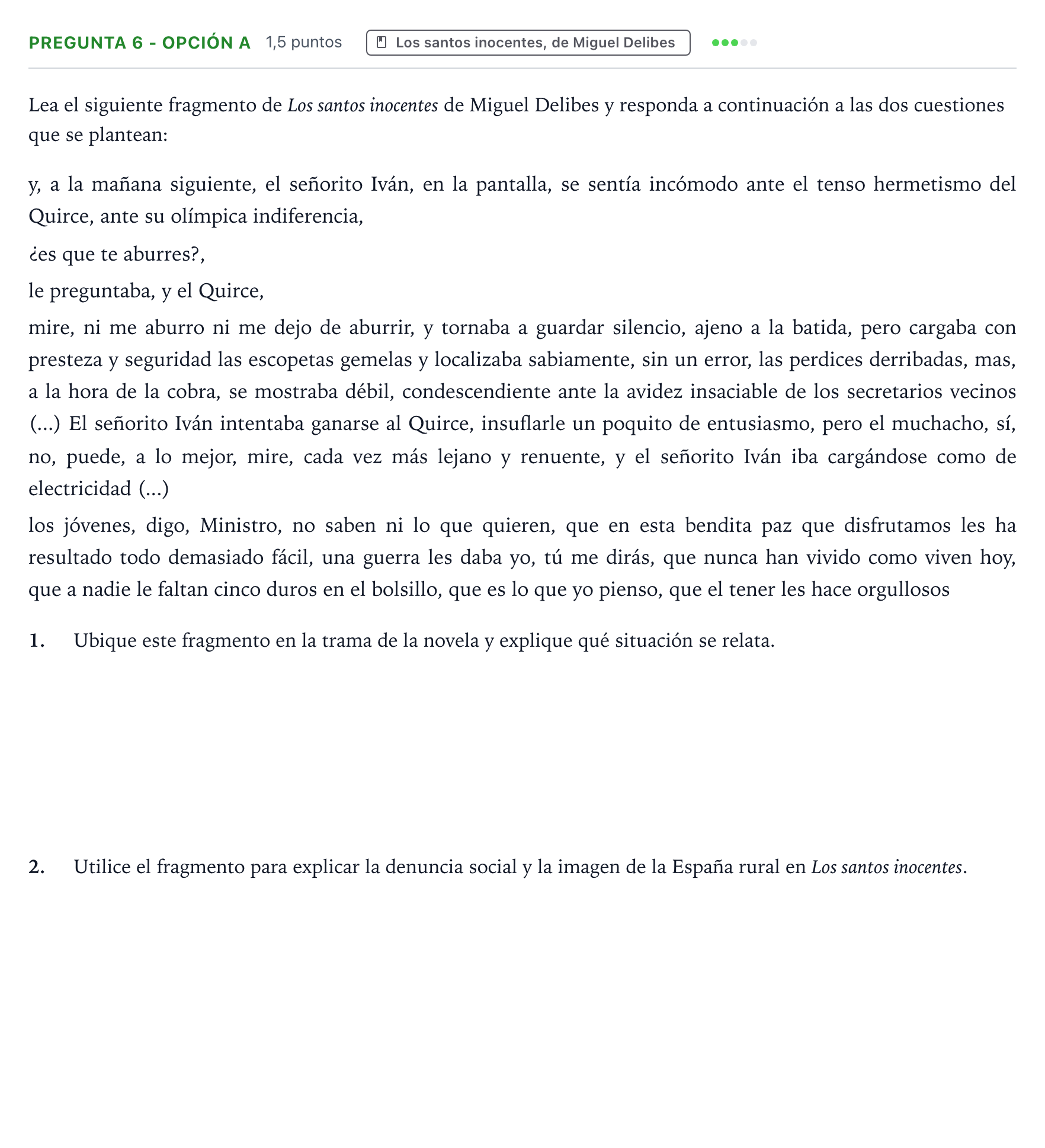 Enunciado: Pregunta 6 - Opción a · Lengua Castellana y Literatura II PAU Aragón Ordinaria 2024