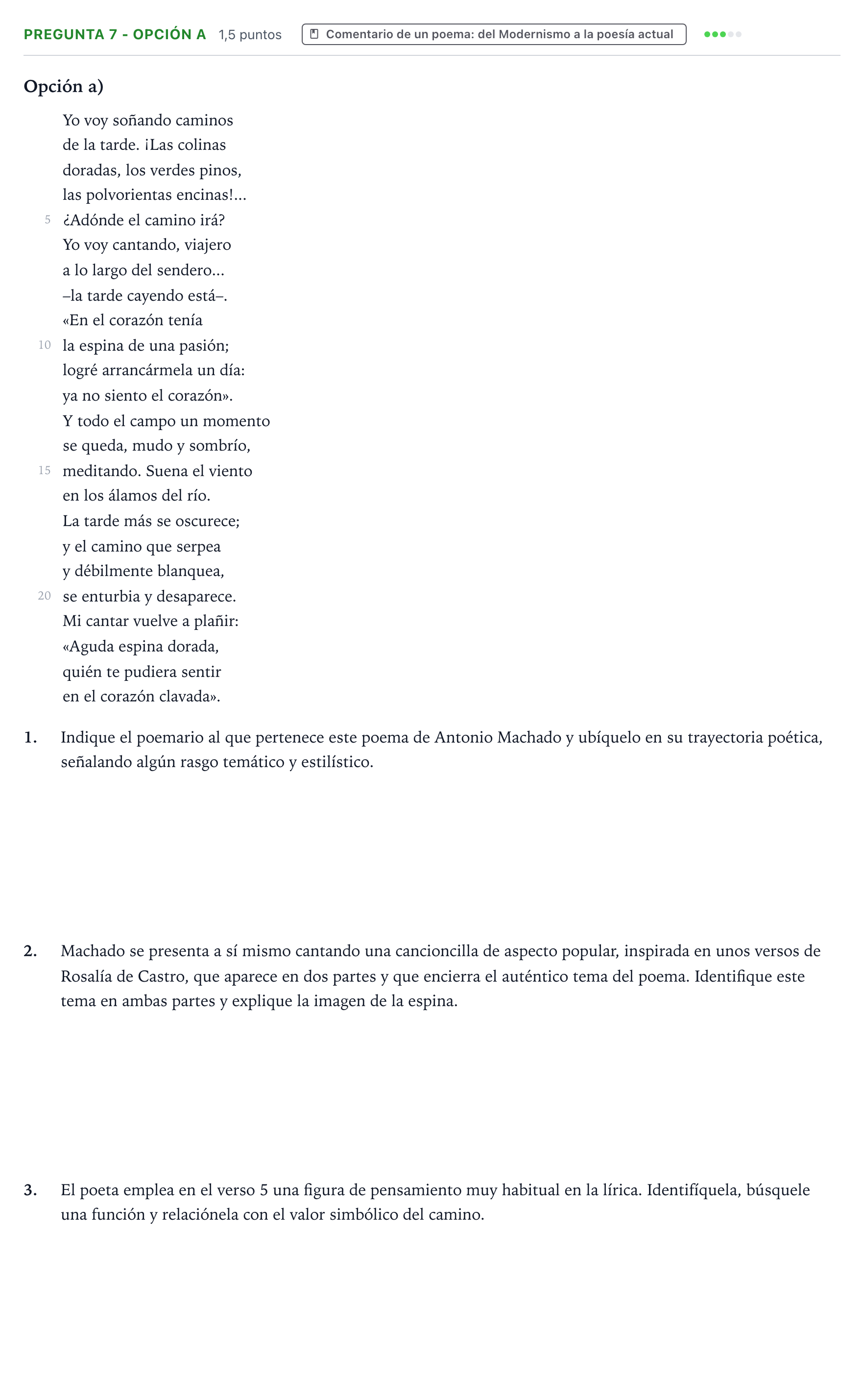 Enunciado: Pregunta 7 - Opción a · Lengua Castellana y Literatura II PAU Aragón Ordinaria 2024