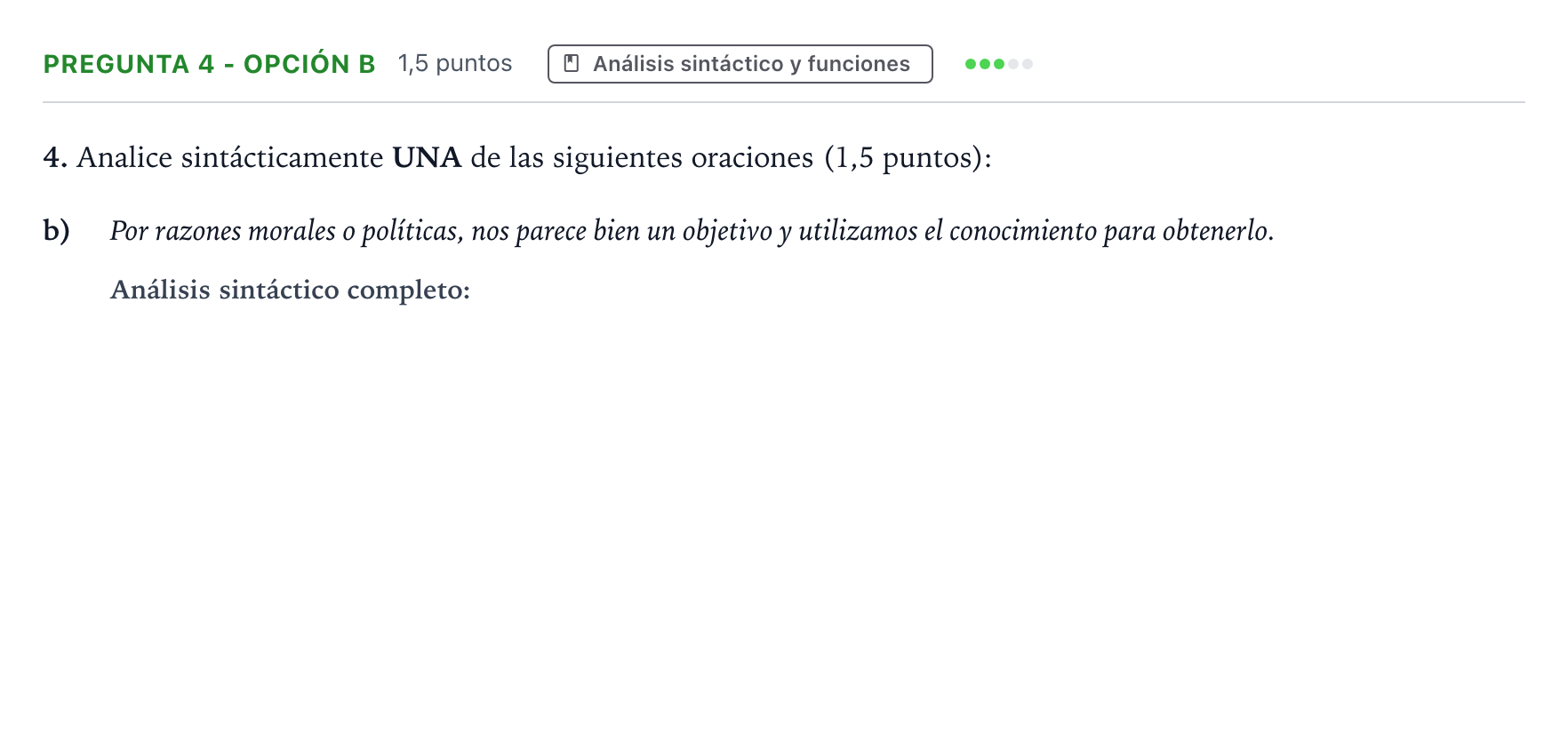 Enunciado: Pregunta 4 - Opción b · Lengua Castellana y Literatura II PAU Aragón Extraordinaria 2024