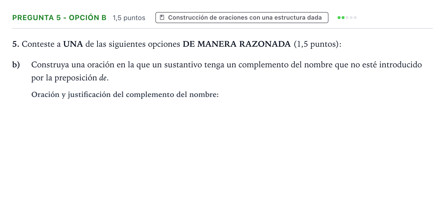 Enunciado: Pregunta 5 - Opción b · Lengua Castellana y Literatura II PAU Aragón Extraordinaria 2024