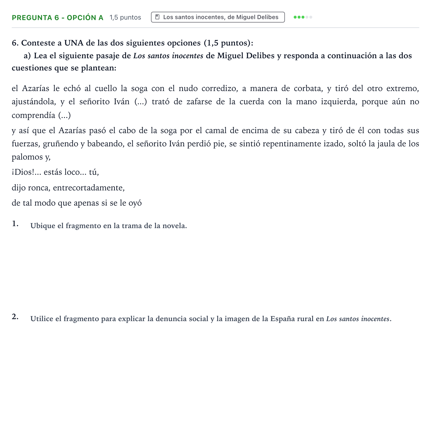Enunciado: Pregunta 6 - Opción a · Lengua Castellana y Literatura II PAU Aragón Extraordinaria 2024