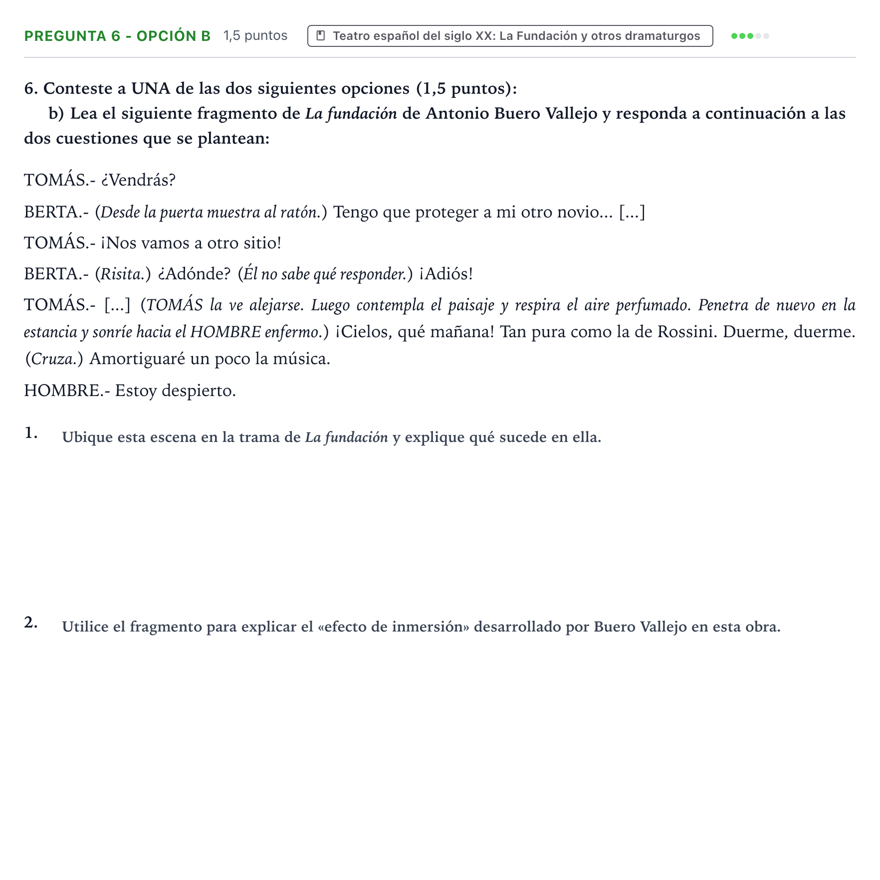 Enunciado: Pregunta 6 - Opción b · Lengua Castellana y Literatura II PAU Aragón Extraordinaria 2024