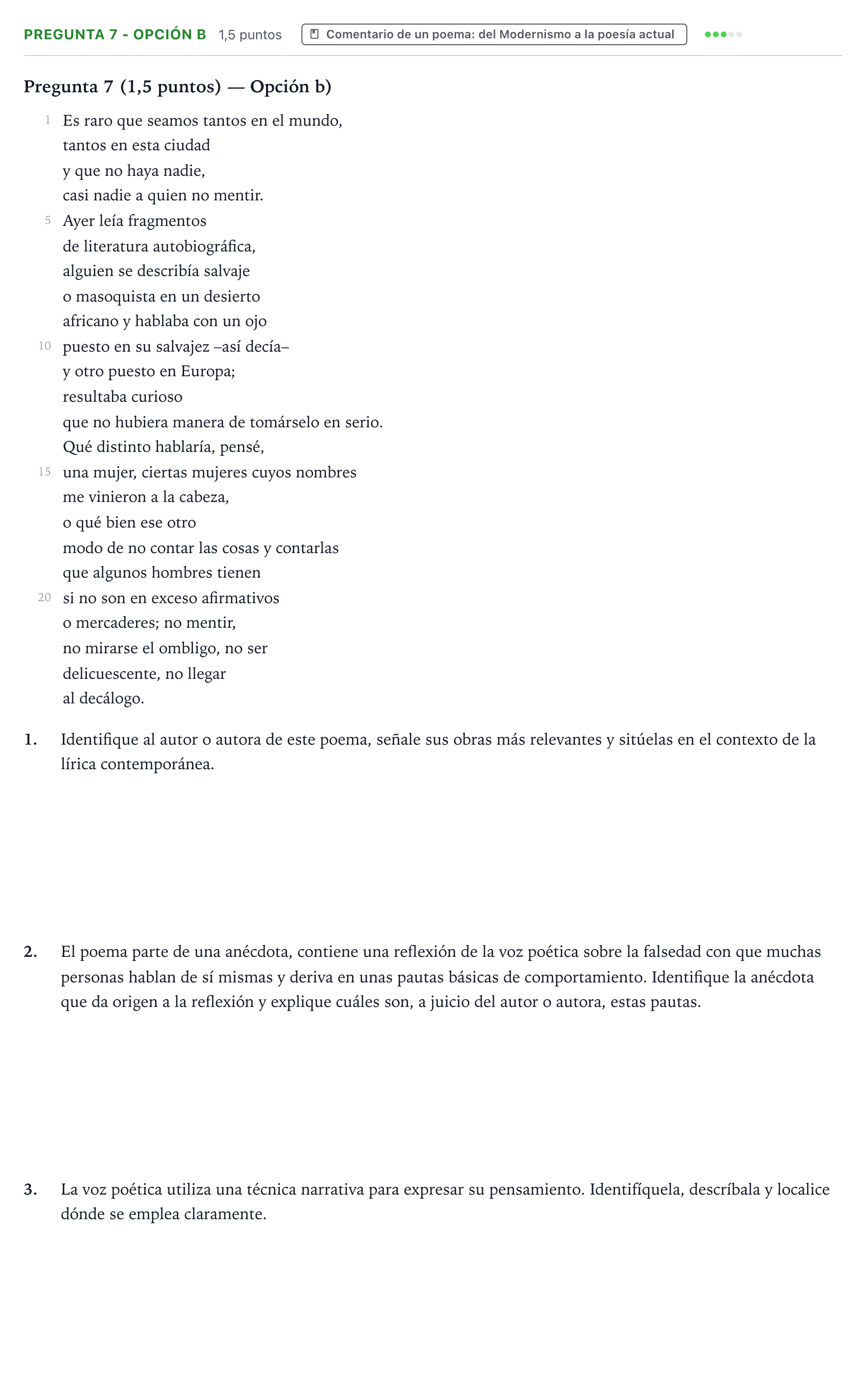 Enunciado: Pregunta 7 - Opción b · Lengua Castellana y Literatura II PAU Aragón Extraordinaria 2024