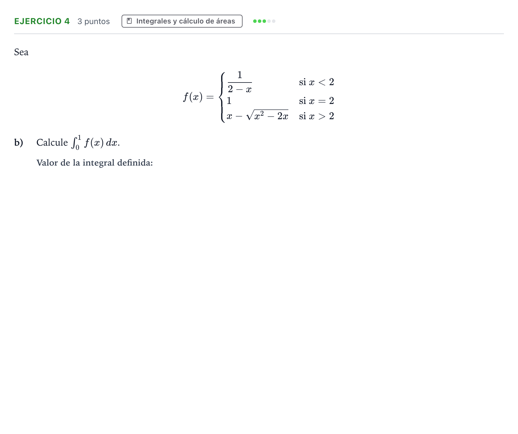 Enunciado: Ejercicio 4 - Integrales · Matemáticas aplicadas a las Ciencias Sociales II PAU Aragón Extraordinaria 2024