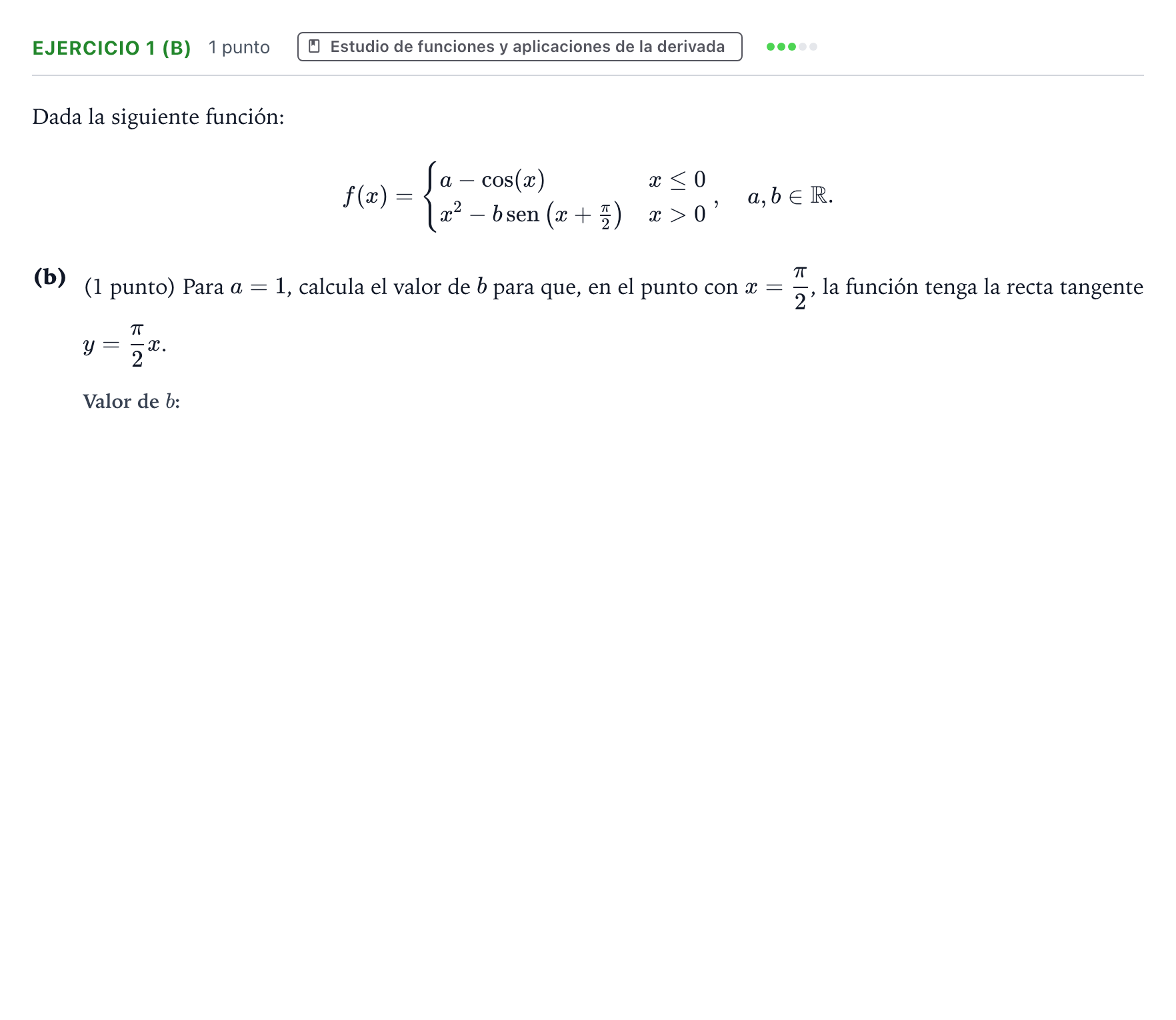 Enunciado: Ejercicio 1 (b) - Estudio de funciones y aplicaciones de la… · Matemáticas II PAU Aragón Extraordinaria 2024
