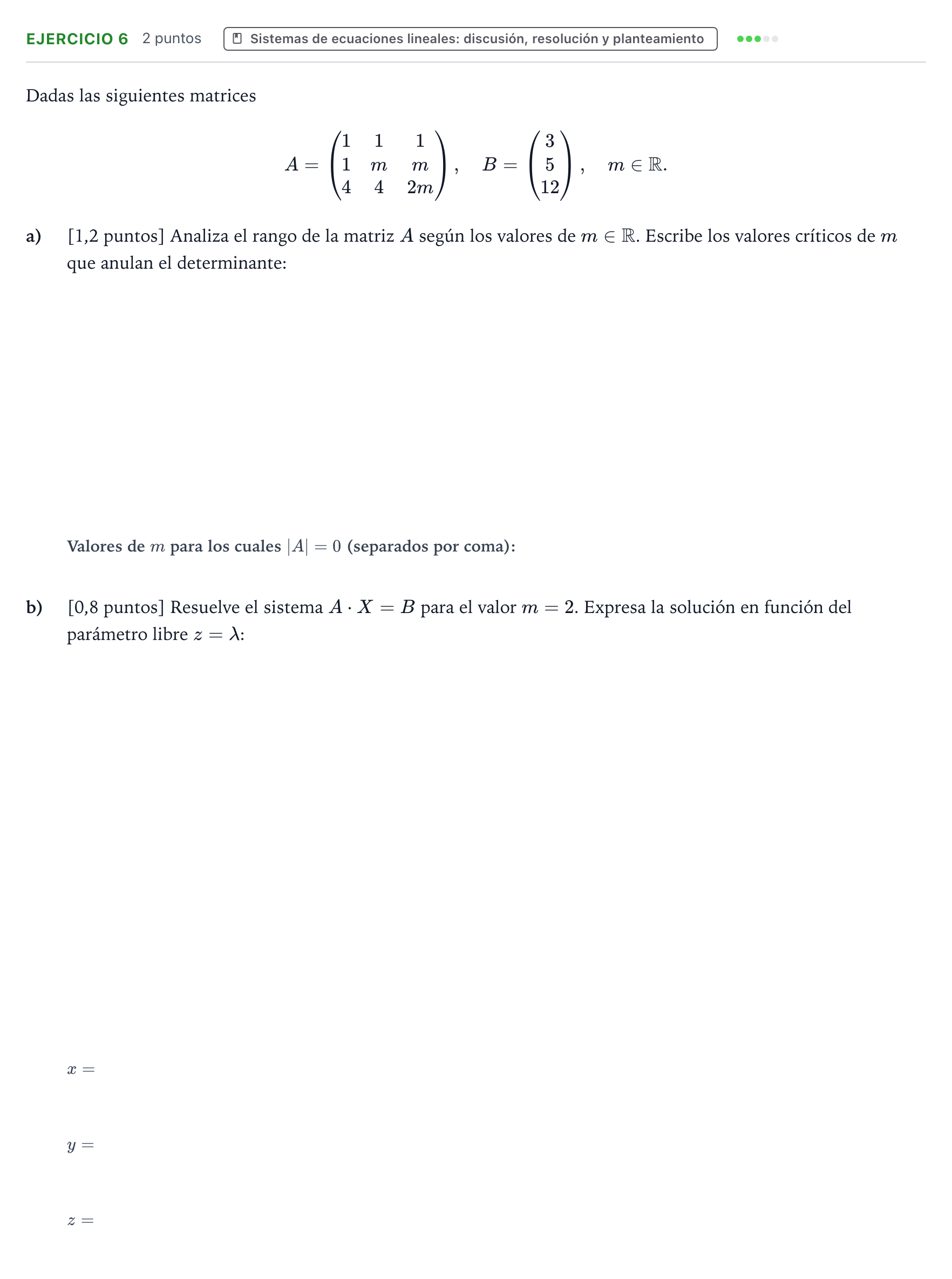 Enunciado: Problema 6 · Matemáticas II PAU Aragón Extraordinaria 2024
