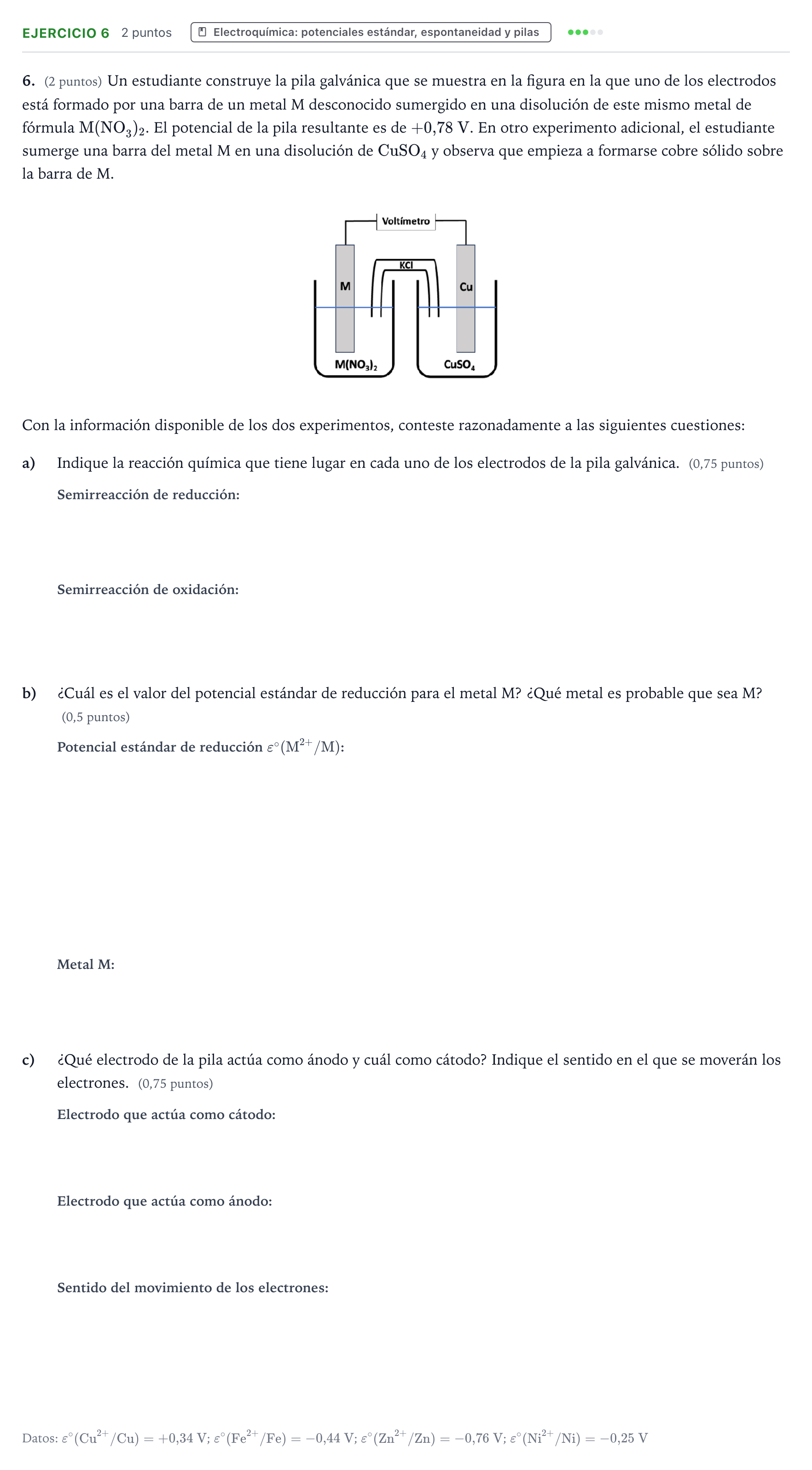 Enunciado: Problema 6 · Química PAU Aragón Extraordinaria 2024