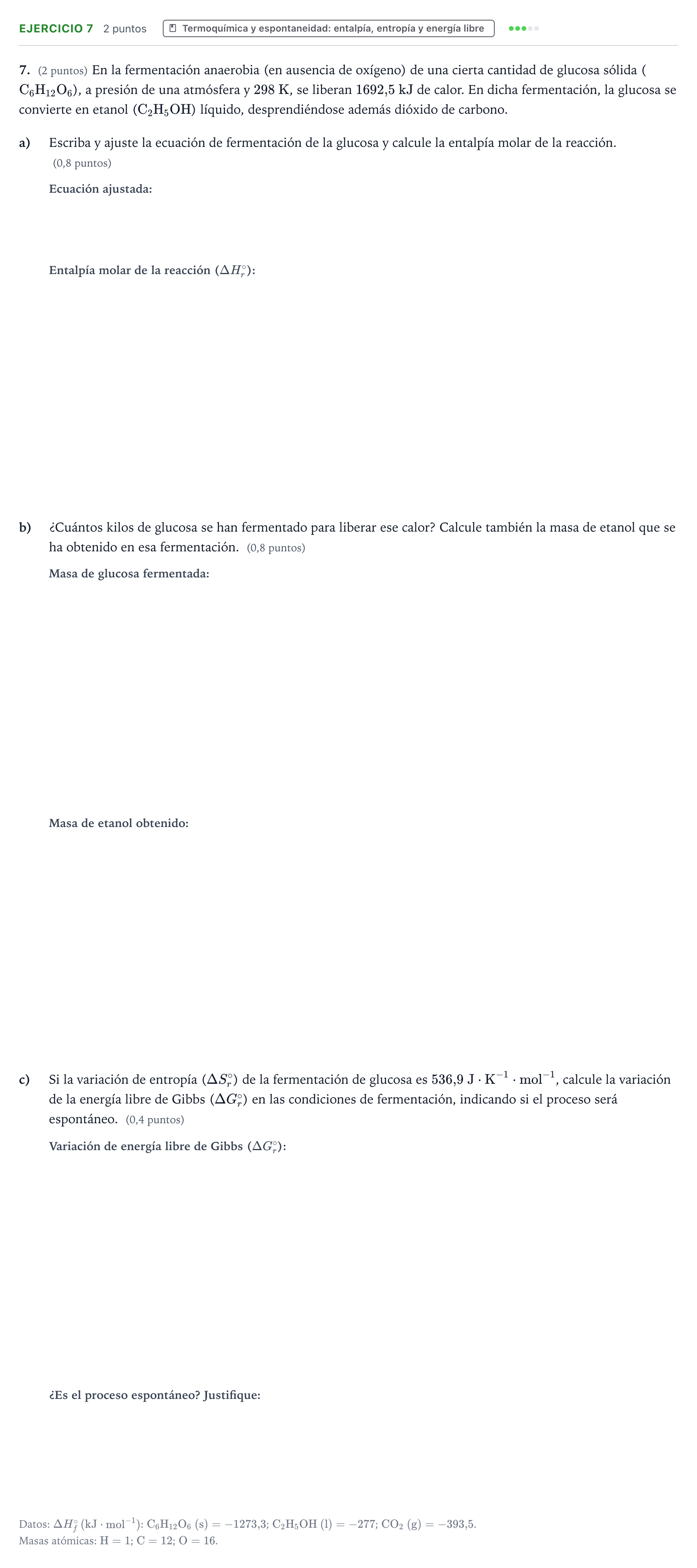 Enunciado: Problema 7 · Química PAU Aragón Extraordinaria 2024