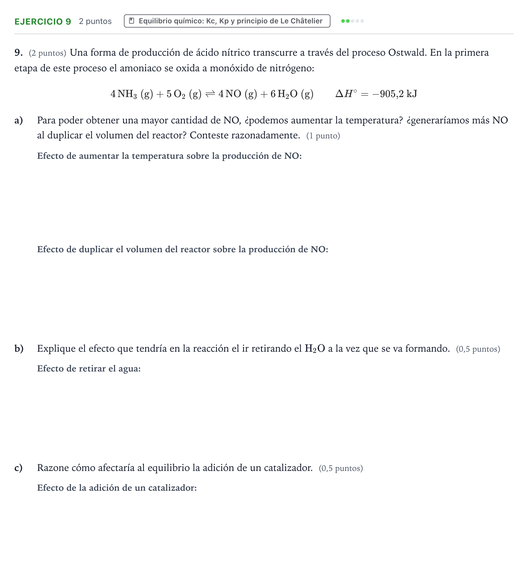 Enunciado: Problema 9 · Química PAU Aragón Extraordinaria 2024