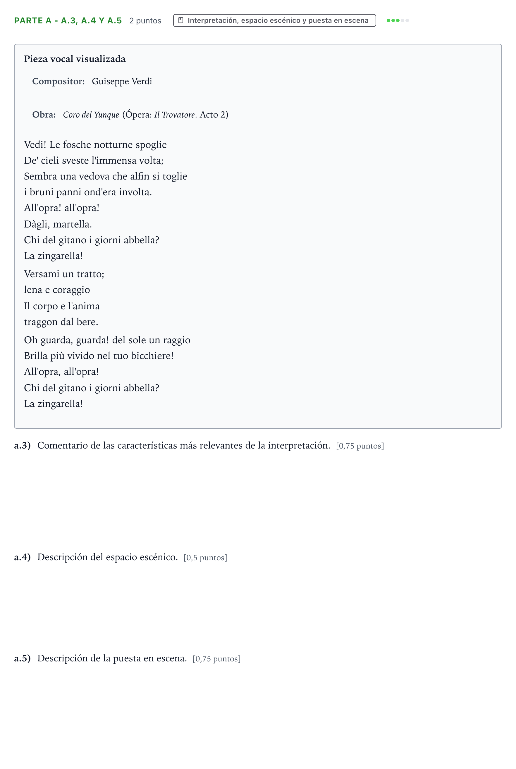 Enunciado: Ejercicio Parte A - a.3, a.4 y a.5 · Coro y Técnica Vocal PAU Aragón Extraordinaria 2024