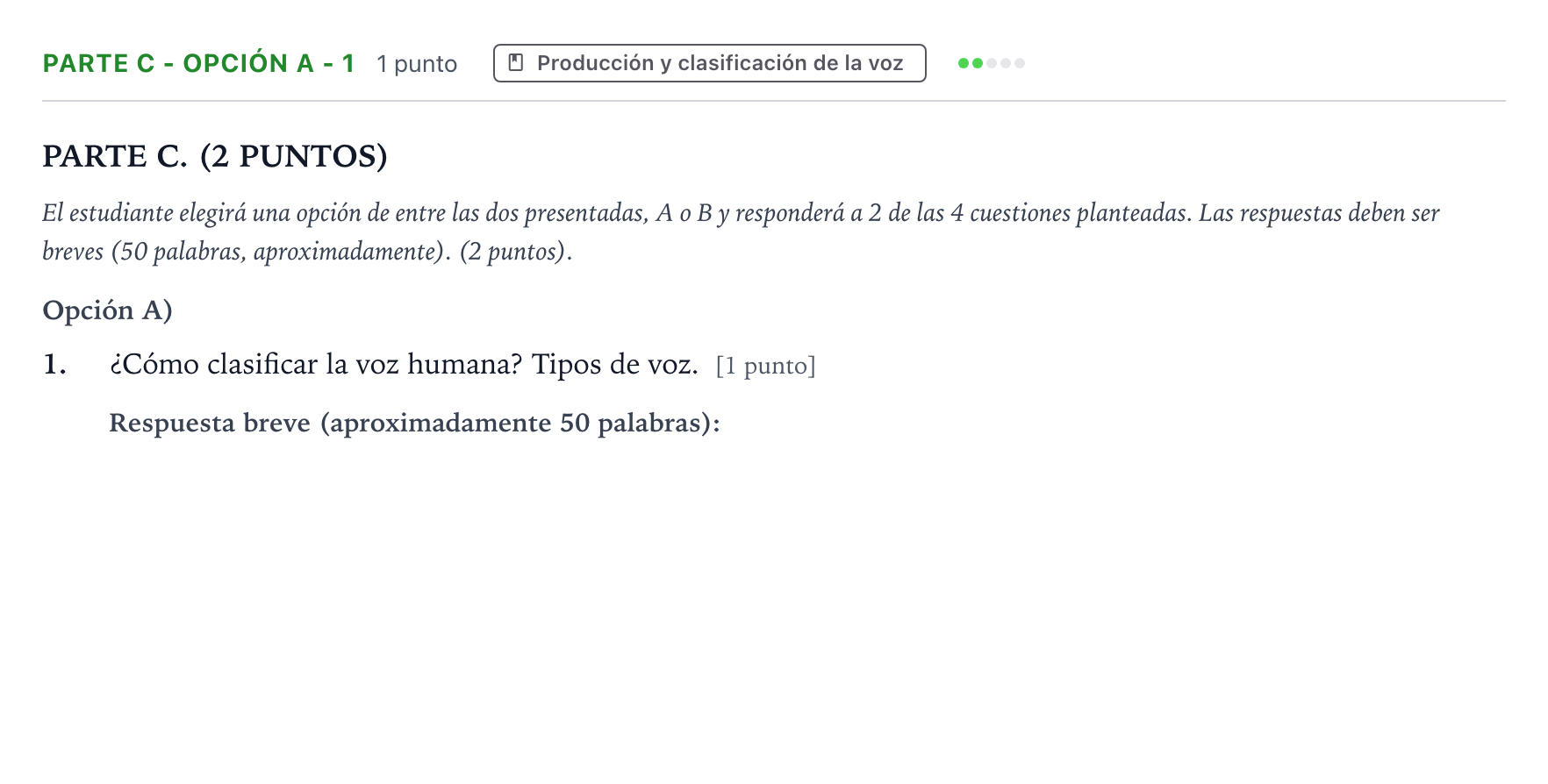 Enunciado: Ejercicio Parte C - Opción A - 1 · Coro y Técnica Vocal PAU Aragón Extraordinaria 2024