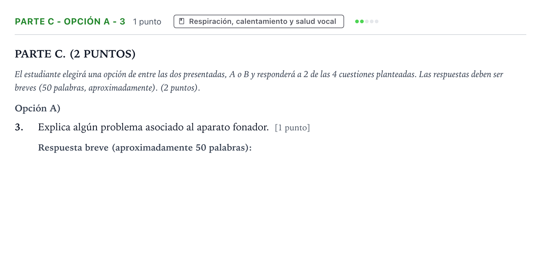 Enunciado: Ejercicio Parte C - Opción A - 3 · Coro y Técnica Vocal PAU Aragón Extraordinaria 2024