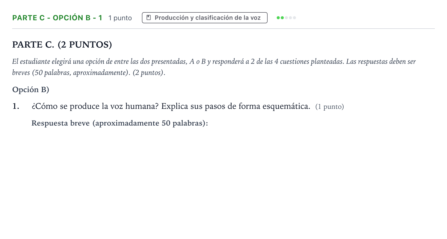 Enunciado: Ejercicio Parte C - Opción B - 1 · Coro y Técnica Vocal PAU Aragón Extraordinaria 2024