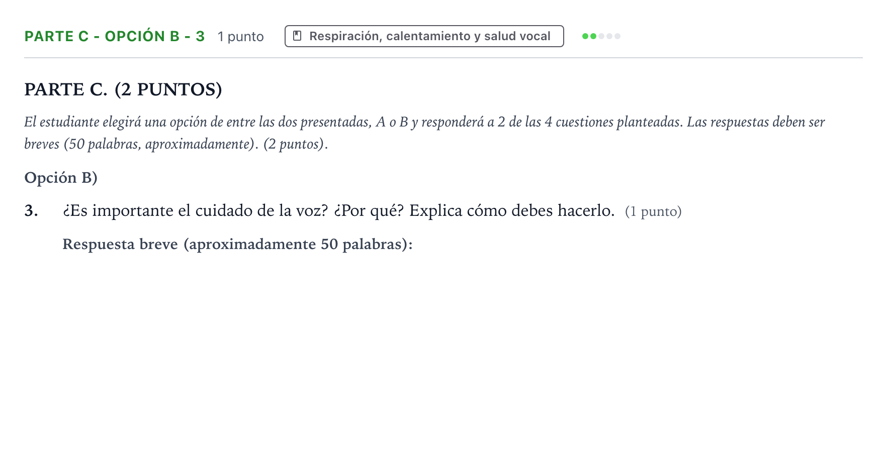 Enunciado: Ejercicio Parte C - Opción B - 3 · Coro y Técnica Vocal PAU Aragón Extraordinaria 2024