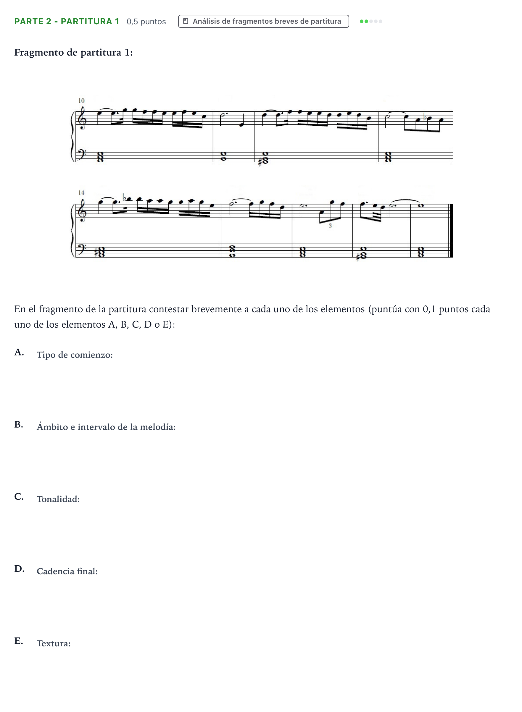 Enunciado: Ejercicio Parte 2 - Partitura 1 · Análisis Musical II PAU Aragón Ordinaria 2024