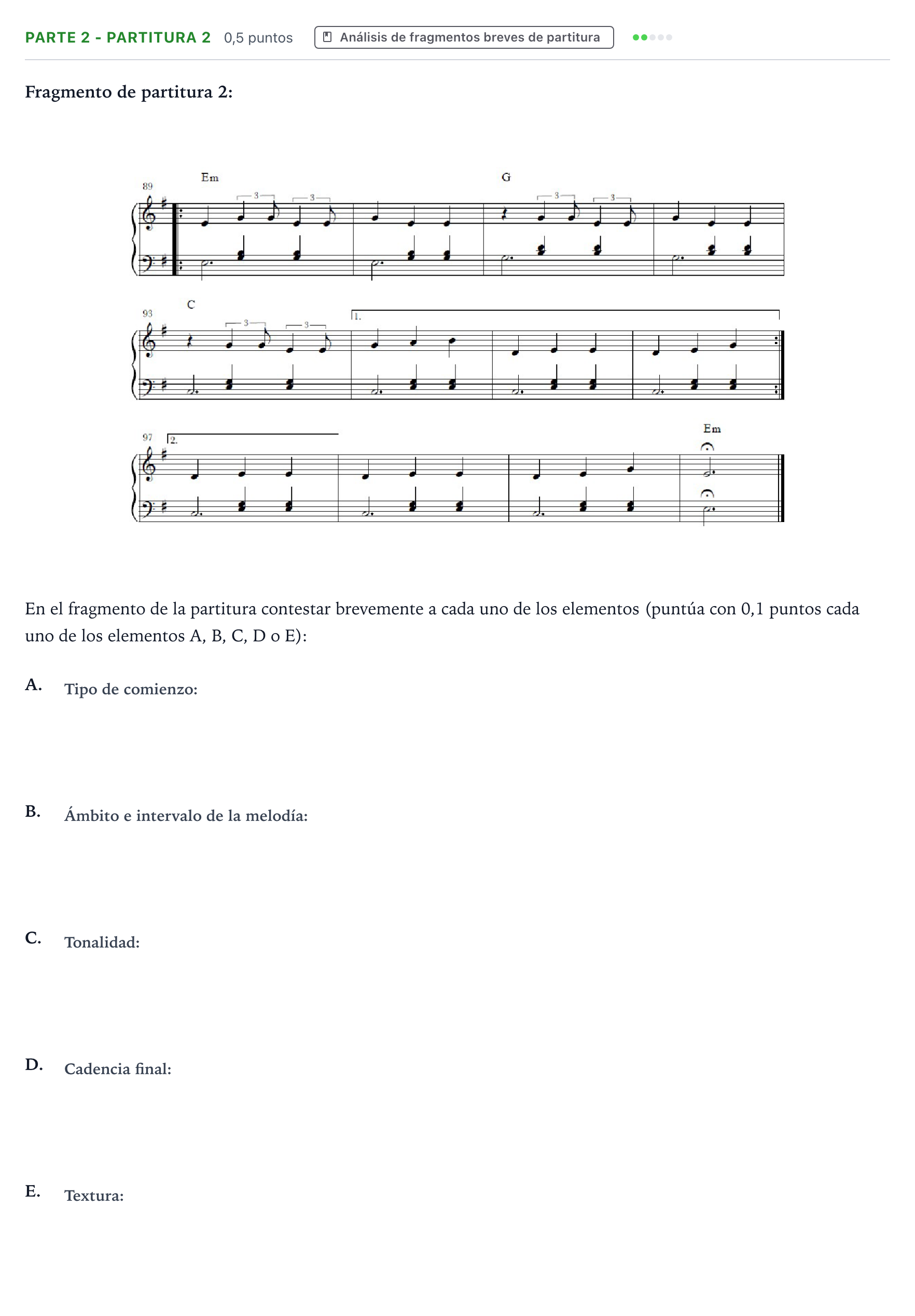 Enunciado: Ejercicio Parte 2 - Partitura 2 · Análisis Musical II PAU Aragón Ordinaria 2024