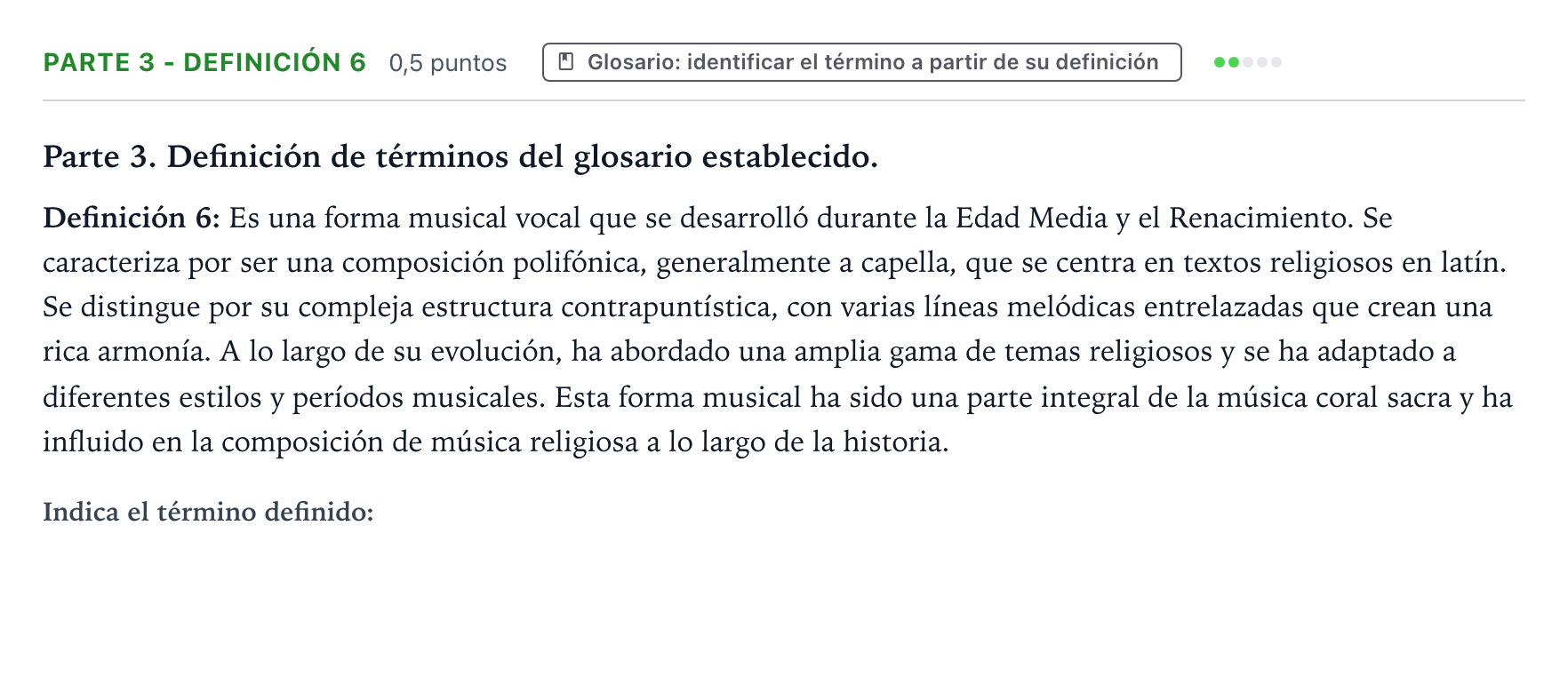 Enunciado: Ejercicio Parte 3 - Definición 6 · Análisis Musical II PAU Aragón Ordinaria 2024
