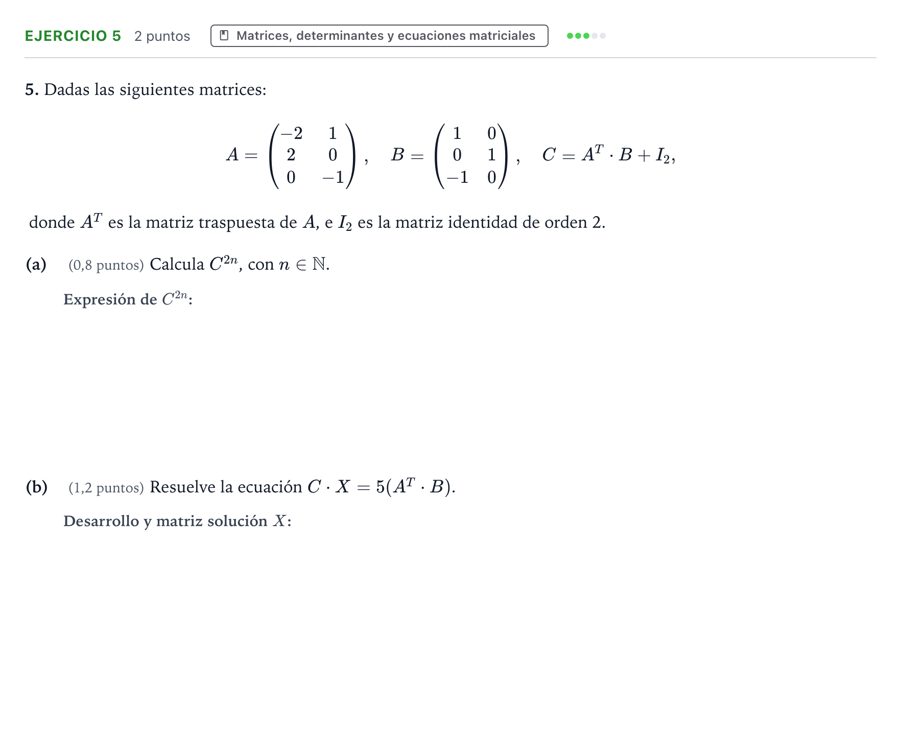 Enunciado: Problema 5 · Matemáticas II PAU Aragón Ordinaria 2024