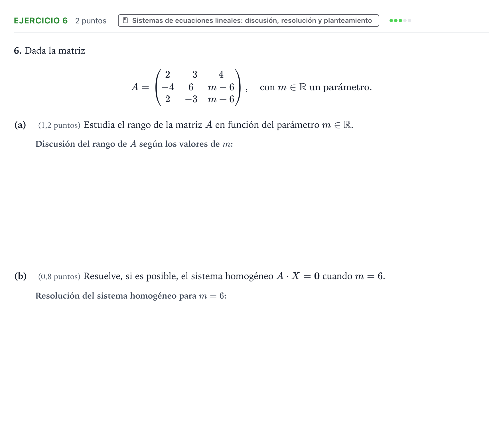 Enunciado: Problema 6 · Matemáticas II PAU Aragón Ordinaria 2024