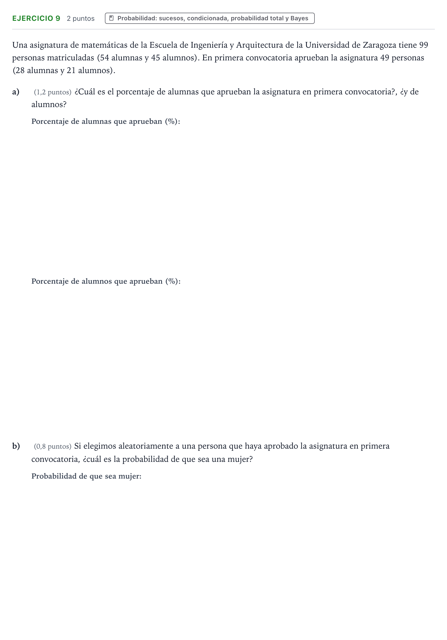 Enunciado: Problema 9 · Matemáticas II PAU Aragón Ordinaria 2024