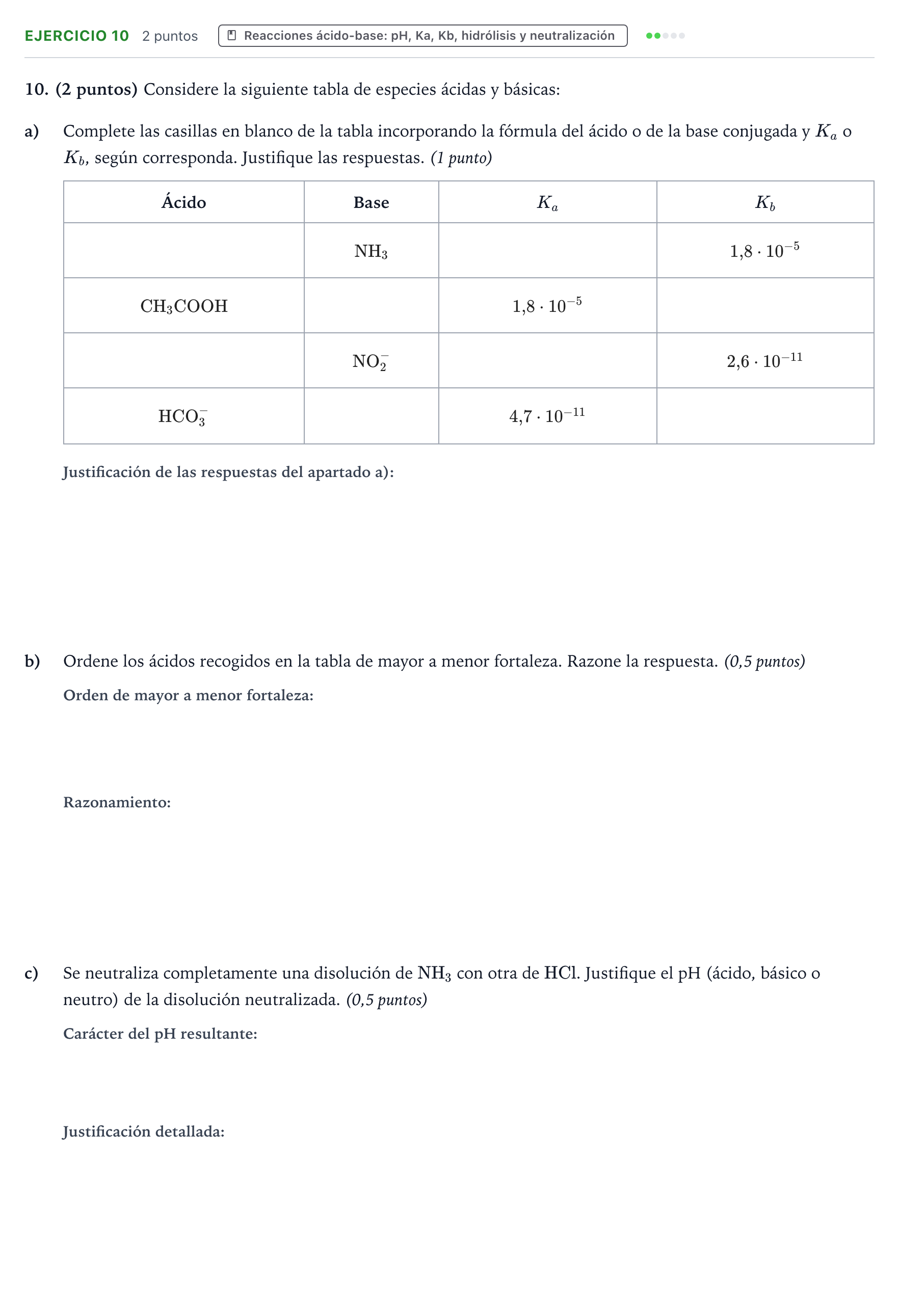 Enunciado: Problema 10 · Química PAU Aragón Ordinaria 2024