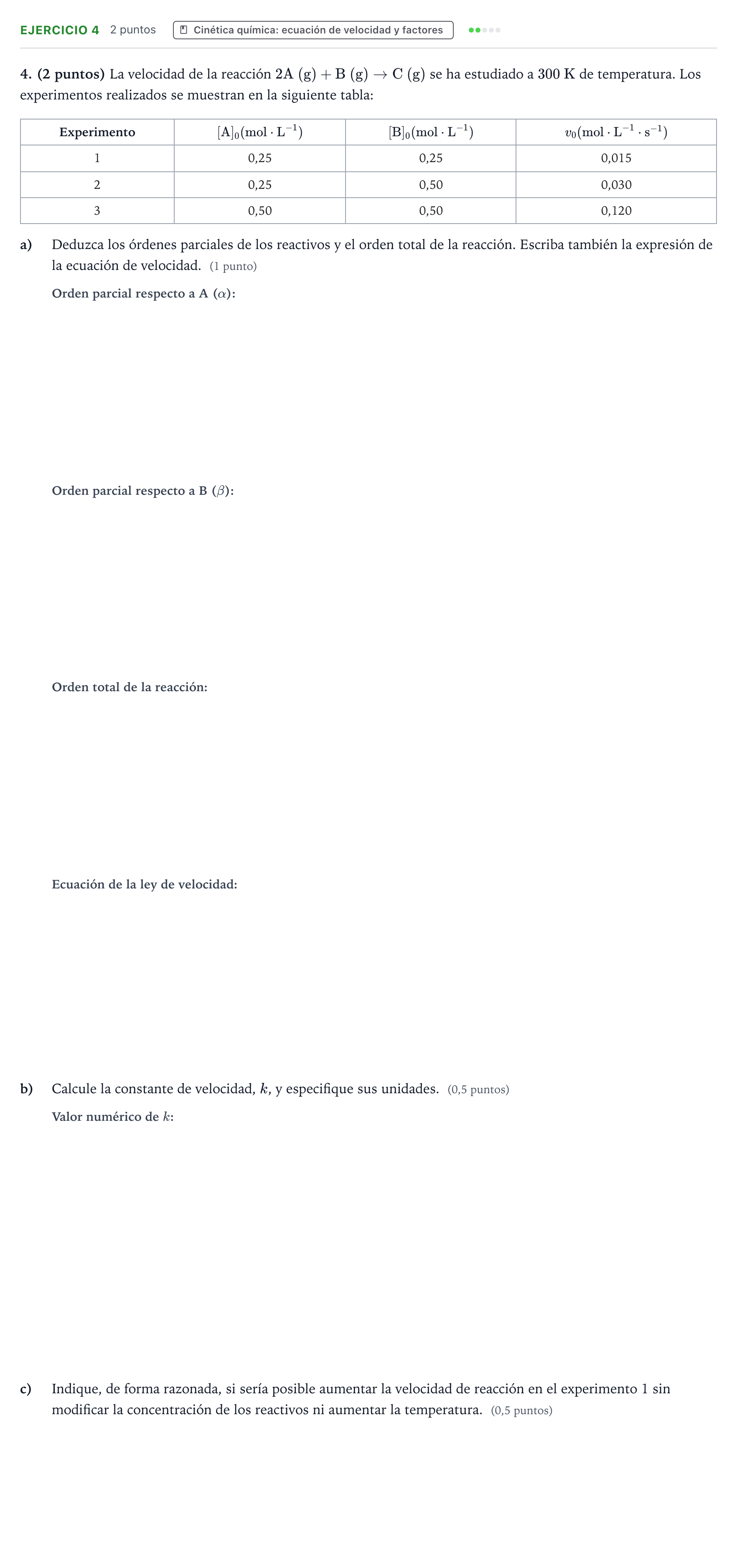 Enunciado: Problema 4 · Química PAU Aragón Ordinaria 2024