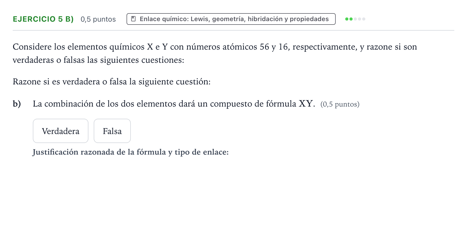 Enunciado: Ejercicio 5 b) - Enlace químico · Química PAU Aragón Ordinaria 2024