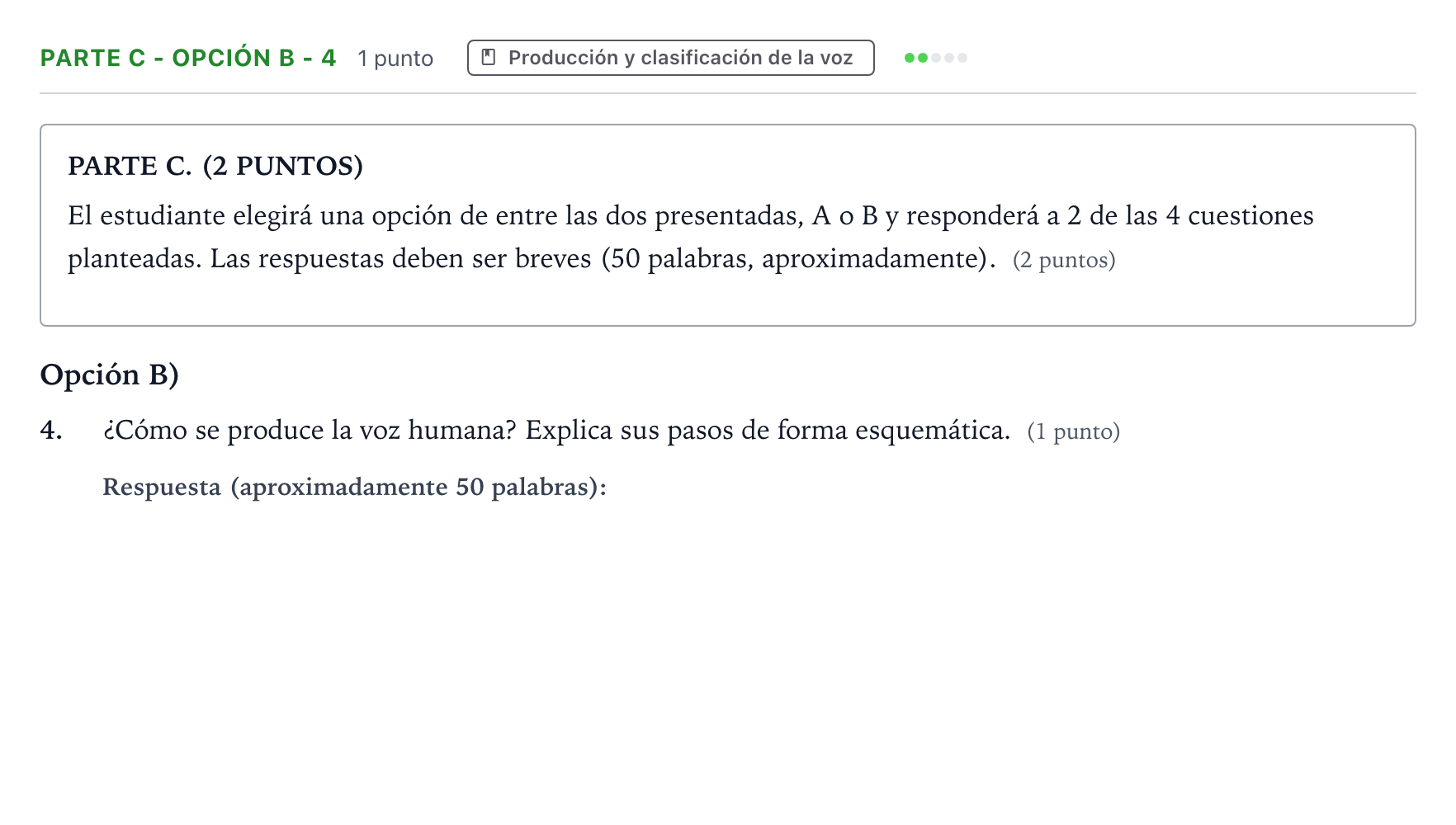 Enunciado: Ejercicio Parte C - Opción B - 4 · Coro y Técnica Vocal PAU Aragón Ordinaria 2024