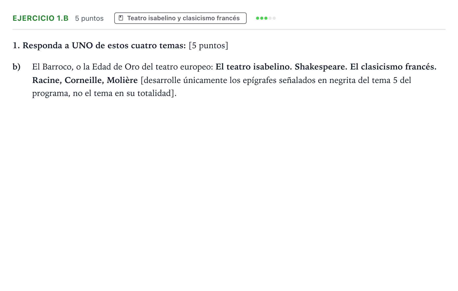 Enunciado: Ejercicio 1.b · Literatura Dramática PAU Aragón Extraordinaria 2024