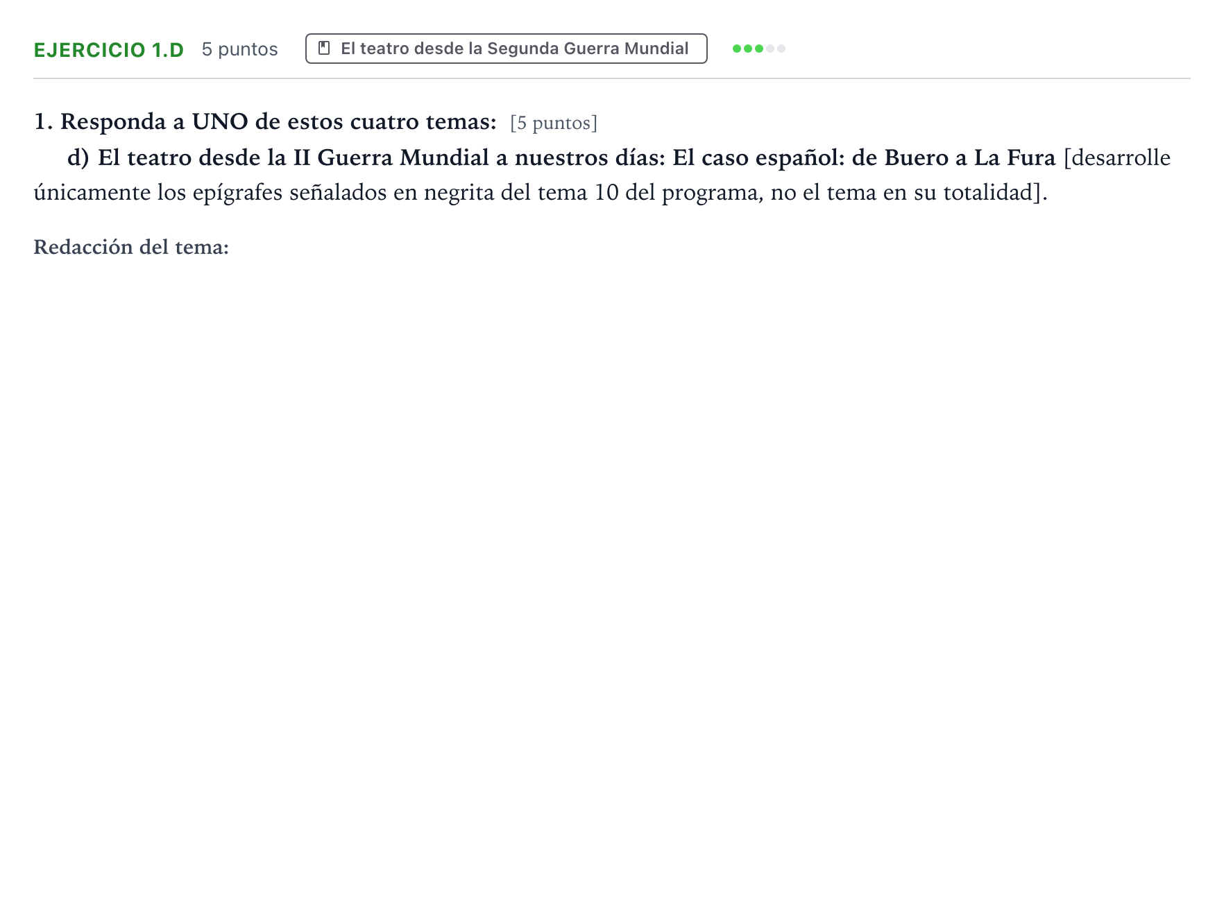 Enunciado: Ejercicio 1.d · Literatura Dramática PAU Aragón Ordinaria 2024